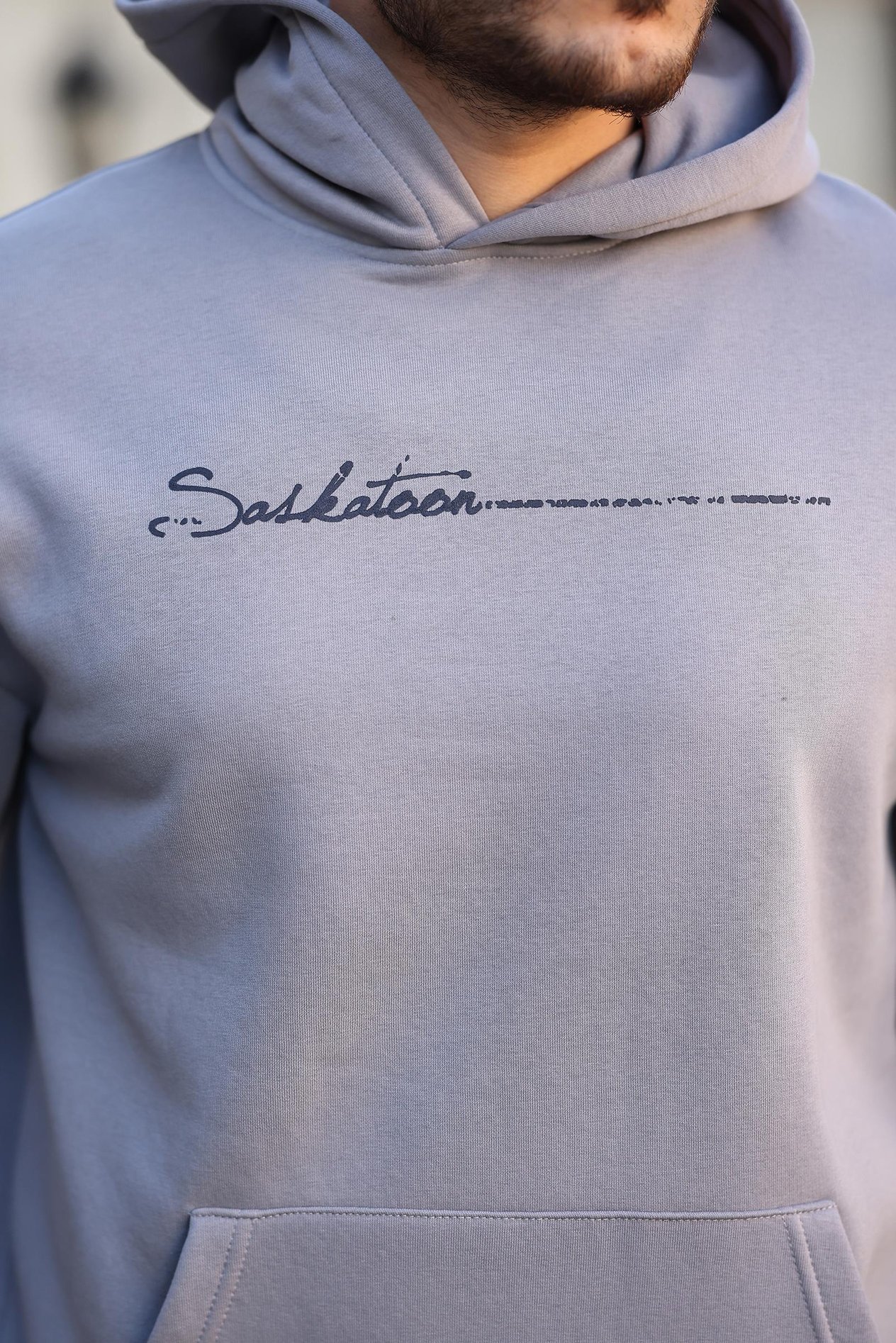 Miron Füme Sırt Şeritli Kapüşonlu Üç İplik Oversize Sweatshirt-2437 