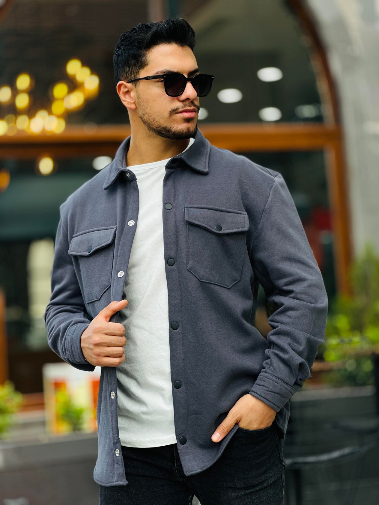 Miron Füme Üç iplik Gömlek Yaka Regular Fit Ceket