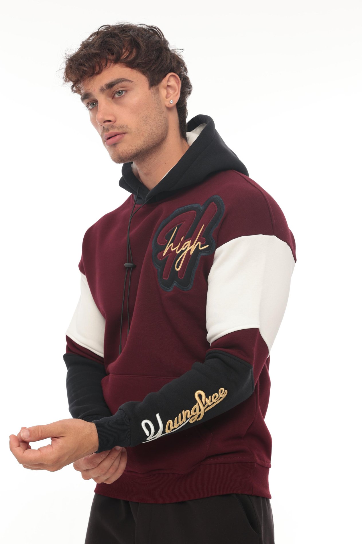 Miron High Nakışlı Oversize Sweatshirt - Bordo- 2315