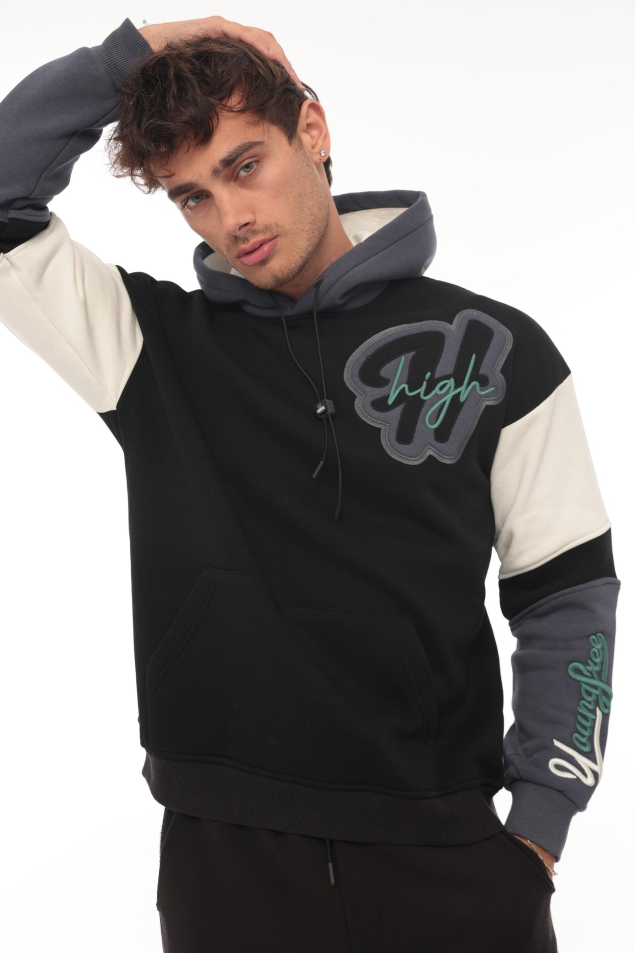 Miron High Nakışlı Oversize Sweatshirt - Siyah- 2315