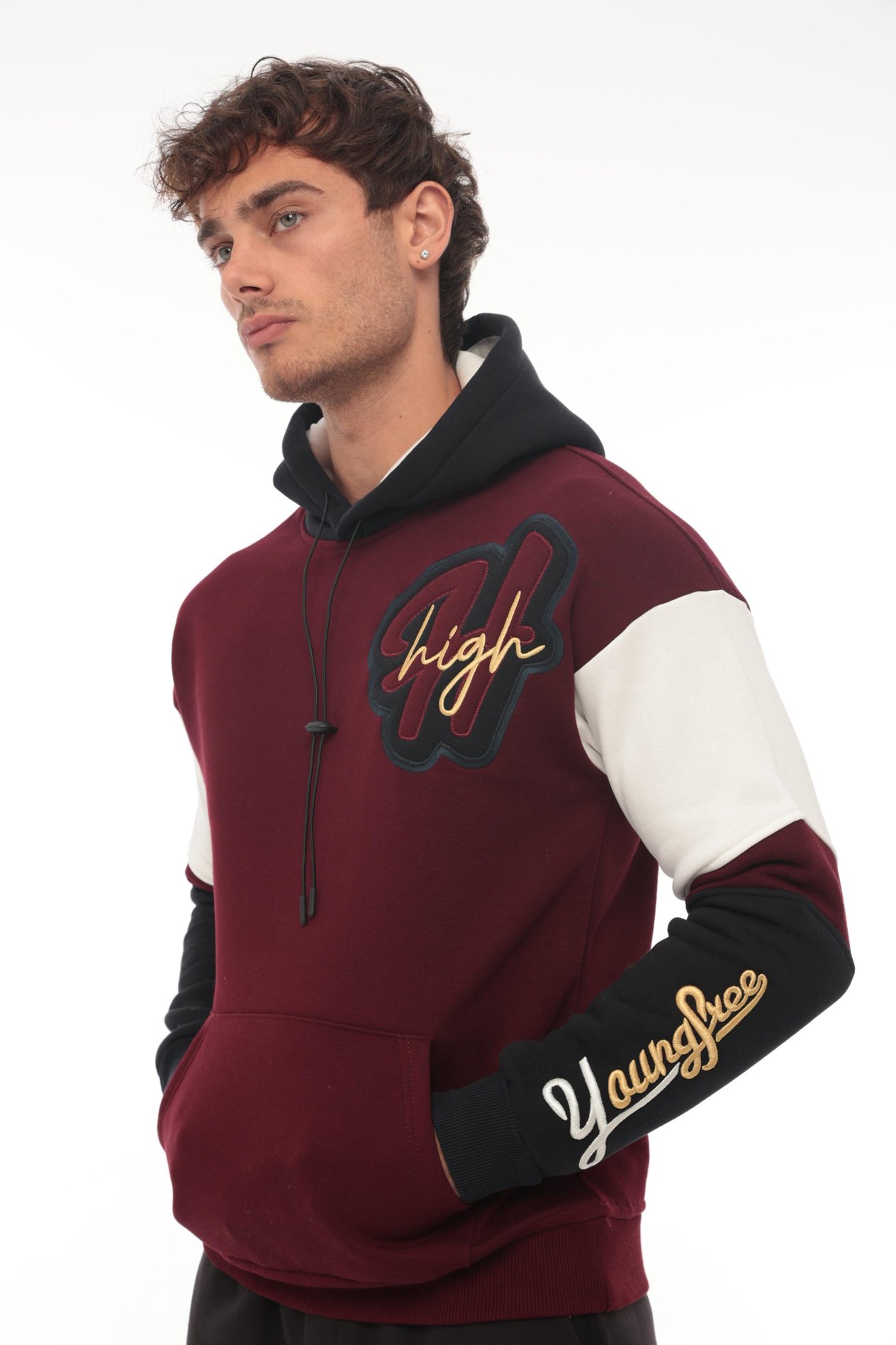 Miron High Nakışlı Oversize Sweatshirt - Bordo- 2315