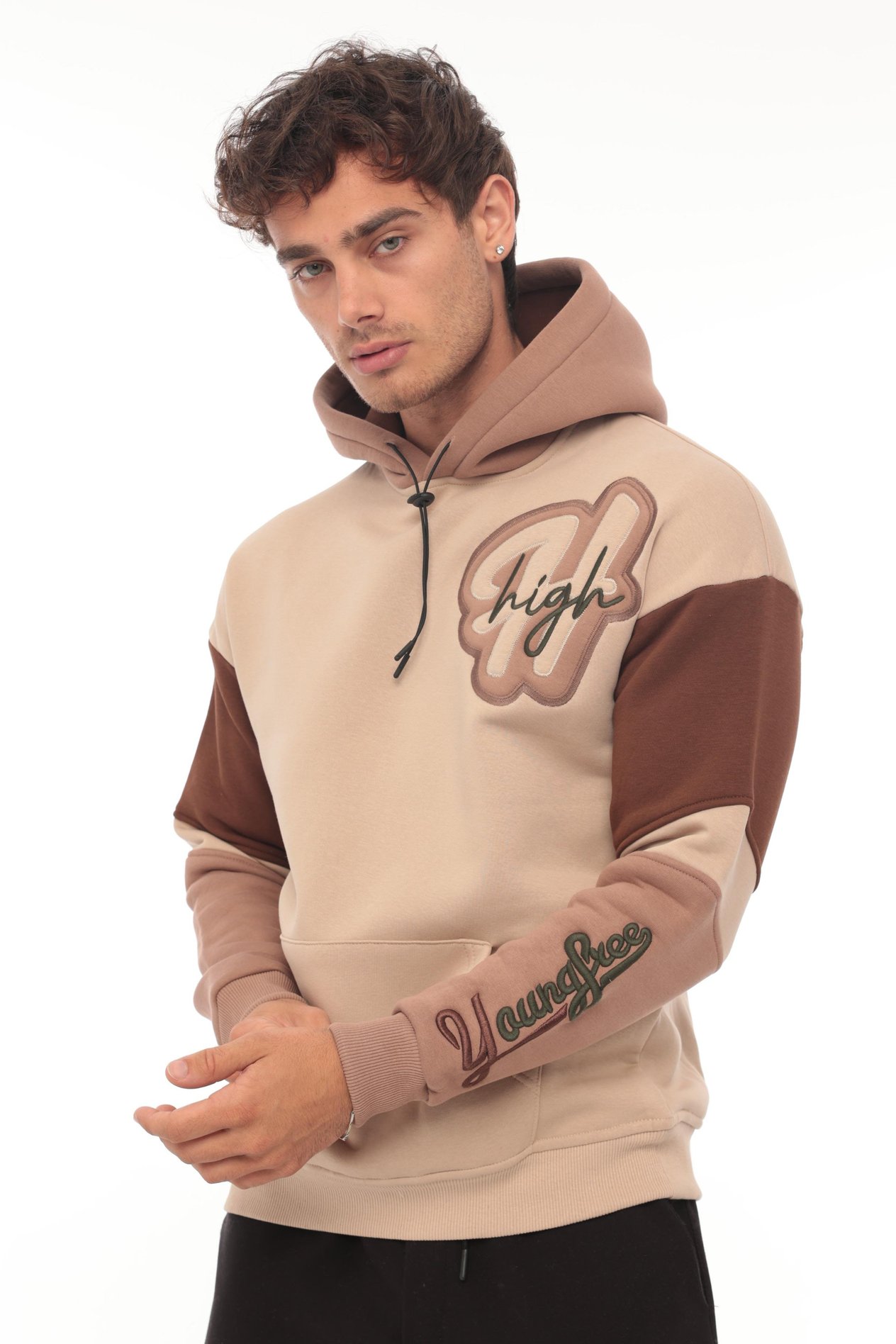Miron High Nakışlı Oversize Sweatshirt - Bej-2315