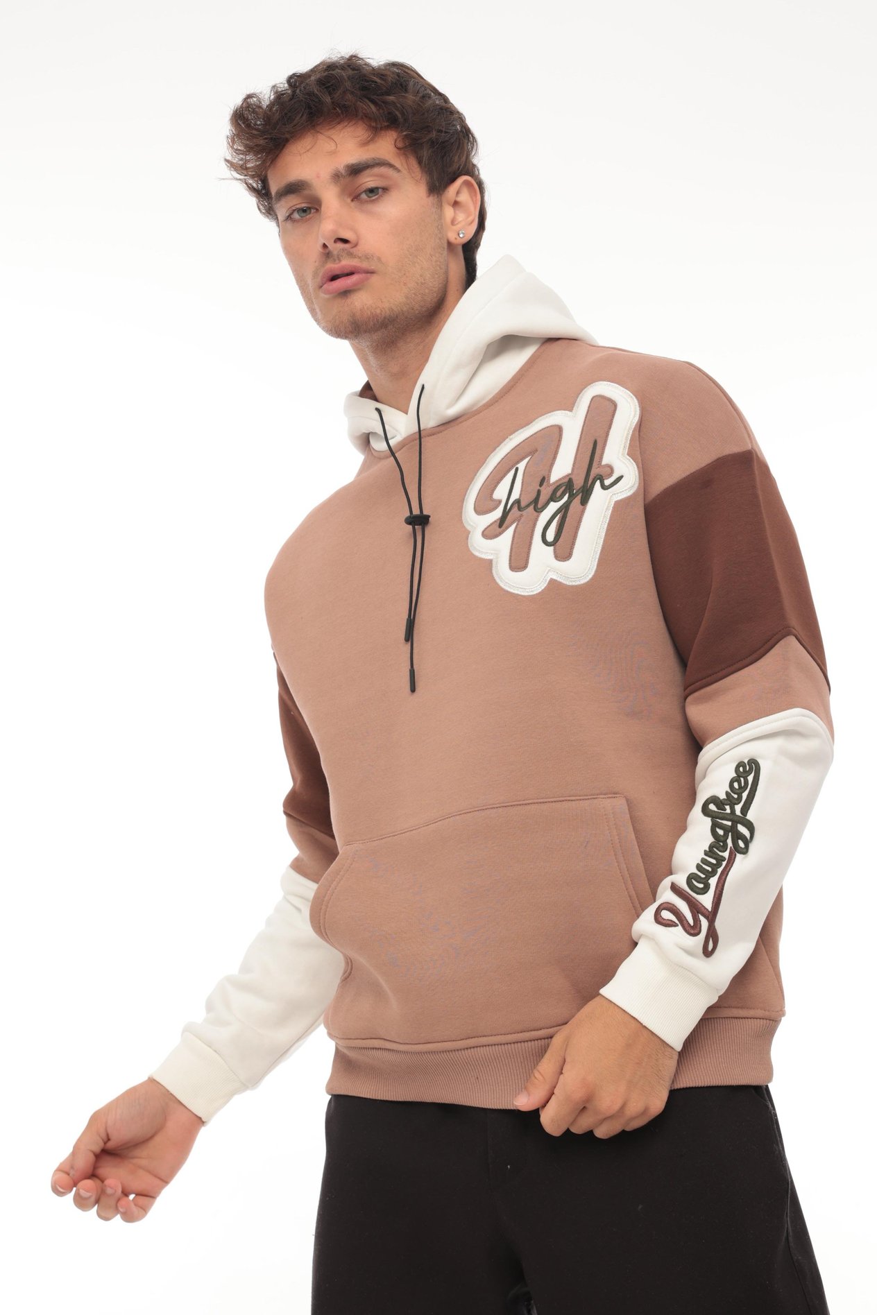 Miron High Nakışlı Oversize Sweatshirt - Kamel- 2315