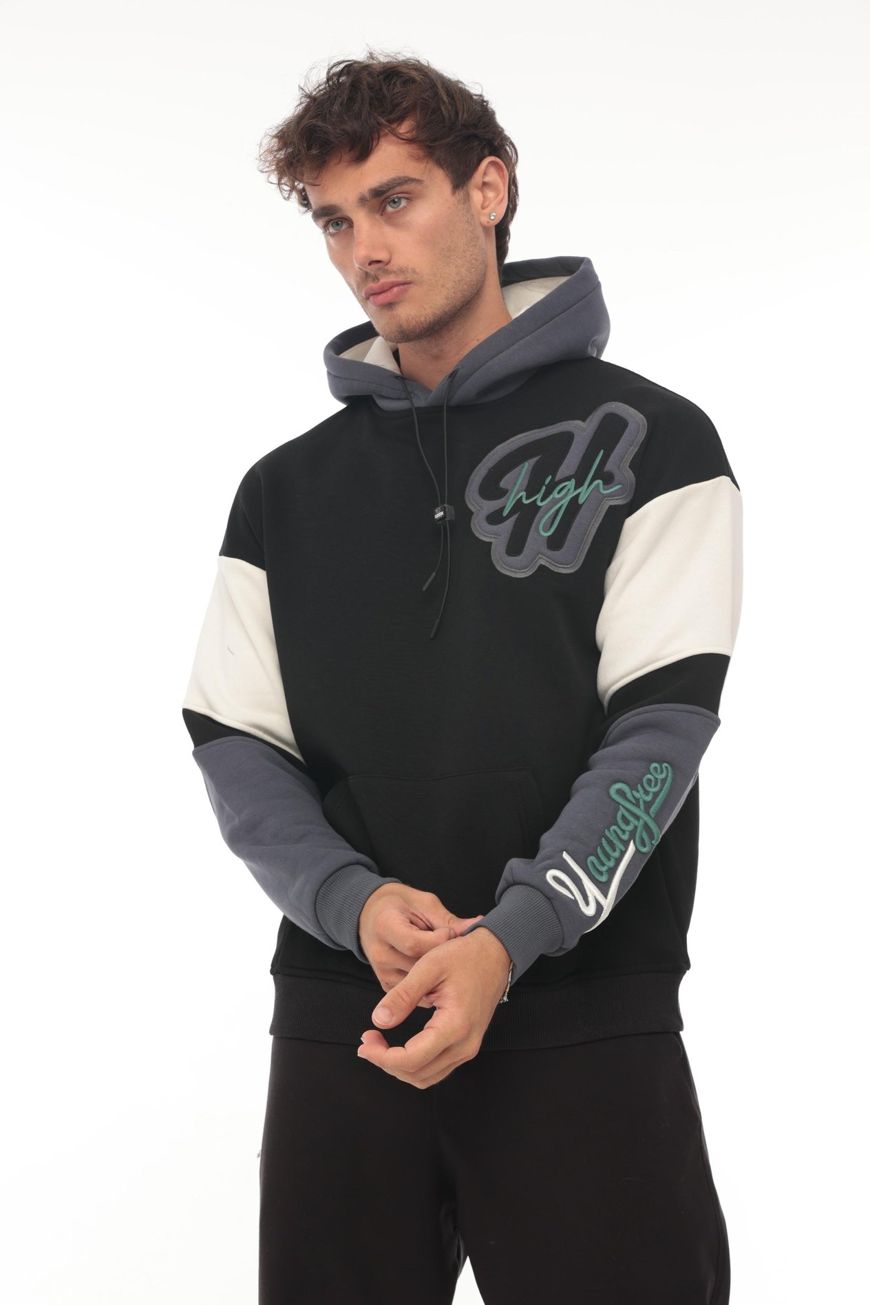 Miron High Nakışlı Oversize Sweatshirt - Siyah- 2315