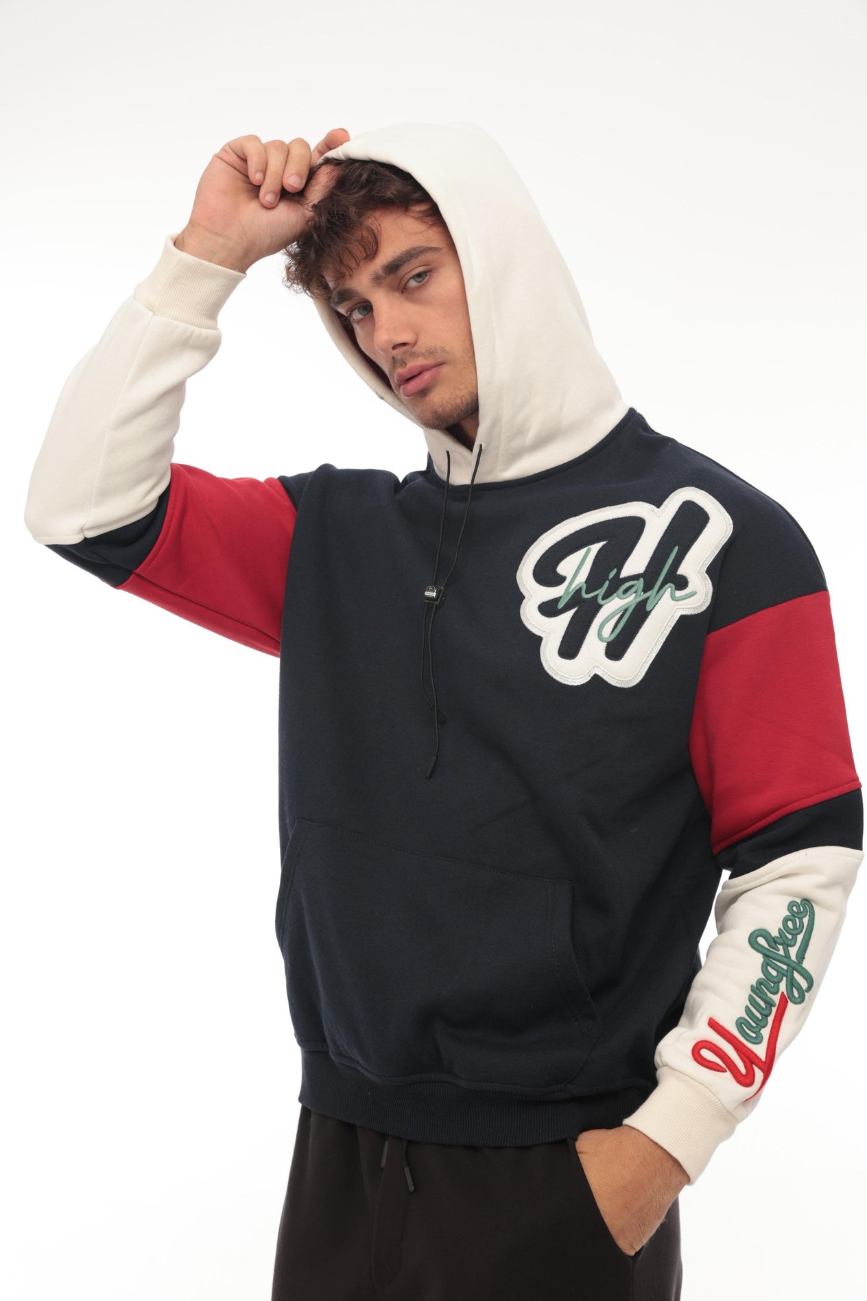 Miron High Nakışlı Oversize Sweatshirt - Lacivert- 2315