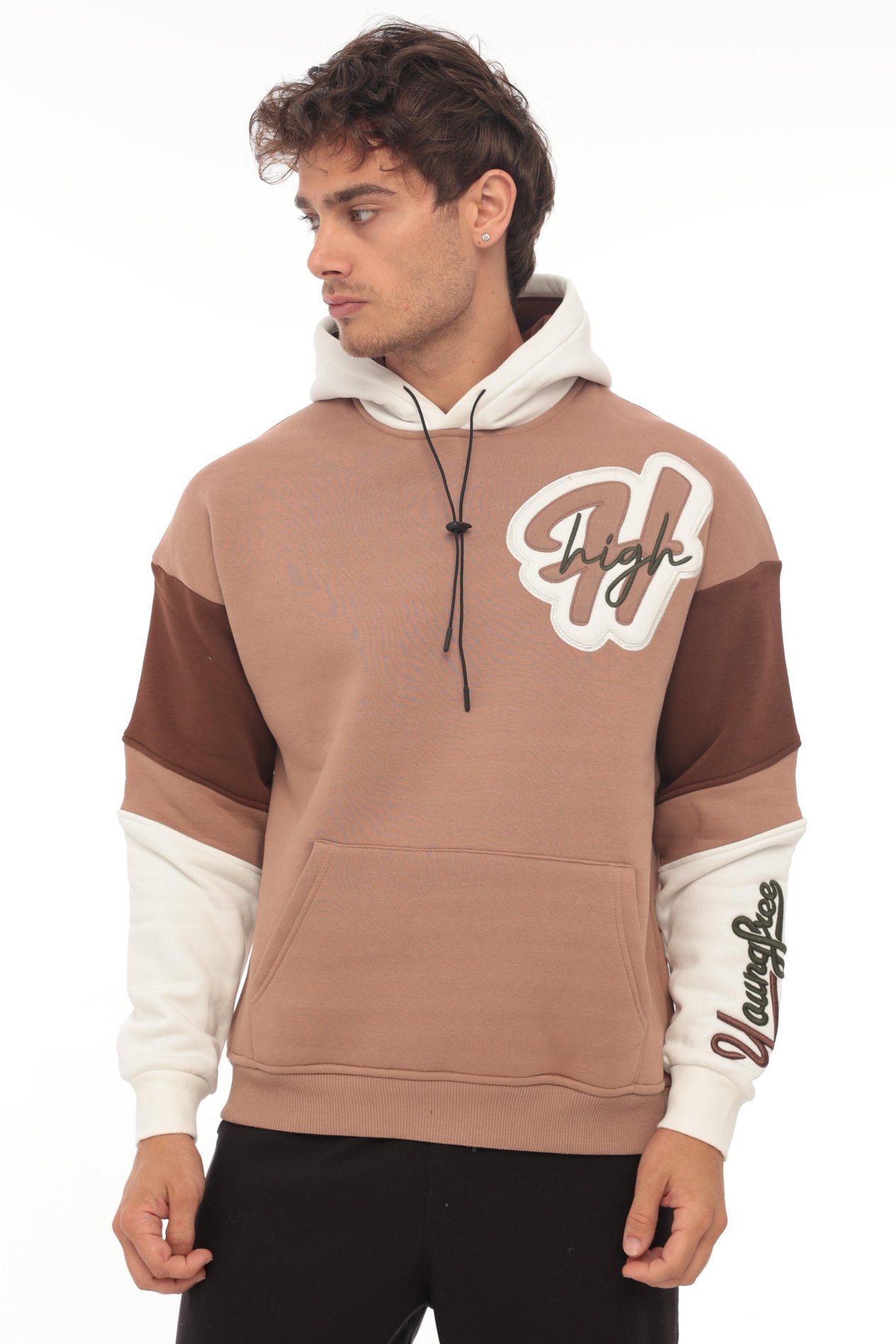 Miron High Nakışlı Oversize Sweatshirt - Kamel- 2315