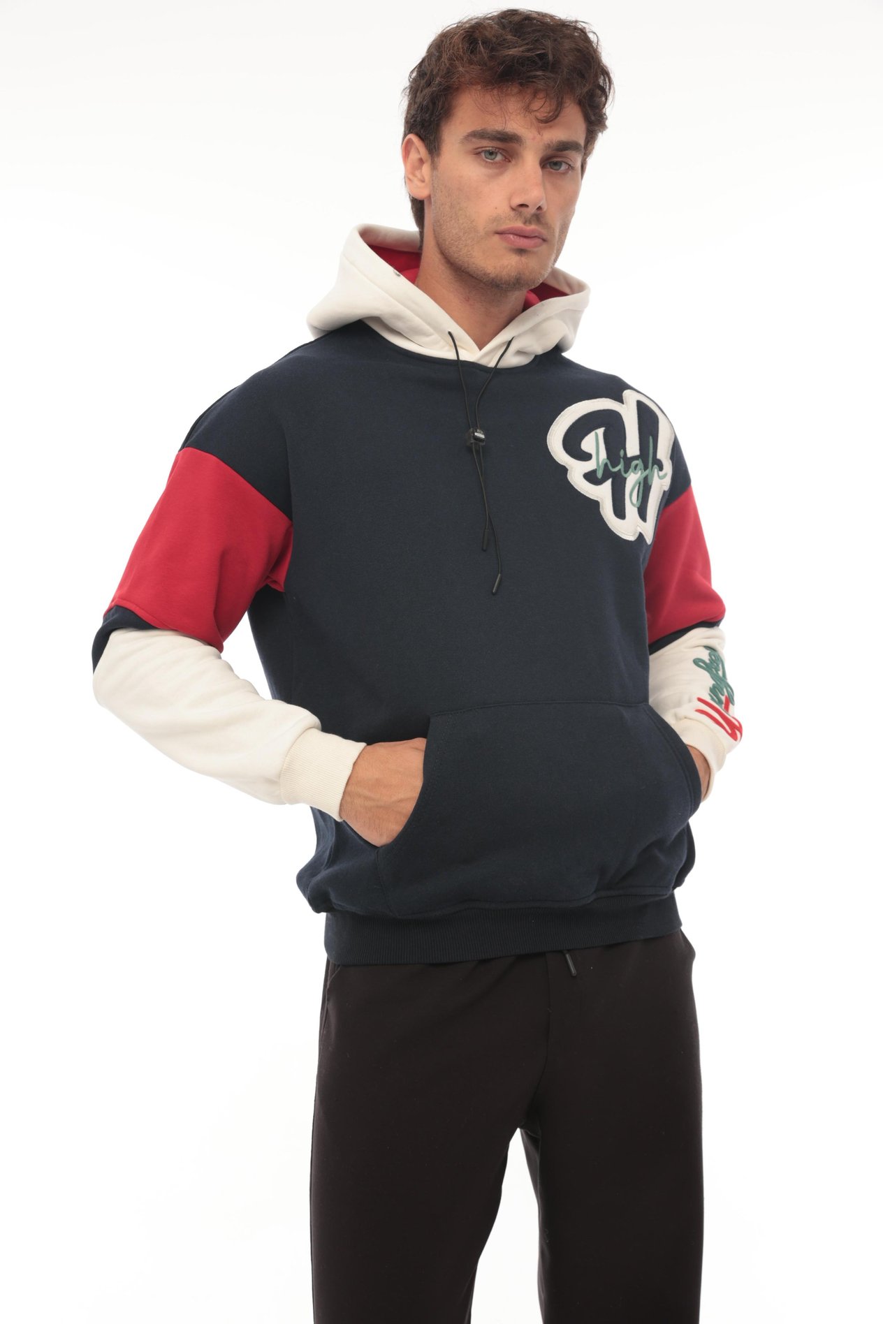 Miron High Nakışlı Oversize Sweatshirt - Lacivert- 2315