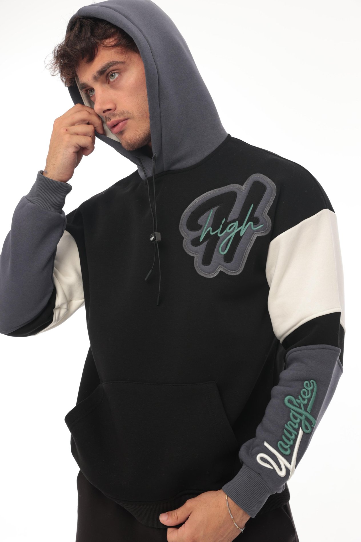 Miron High Nakışlı Oversize Sweatshirt - Siyah- 2315