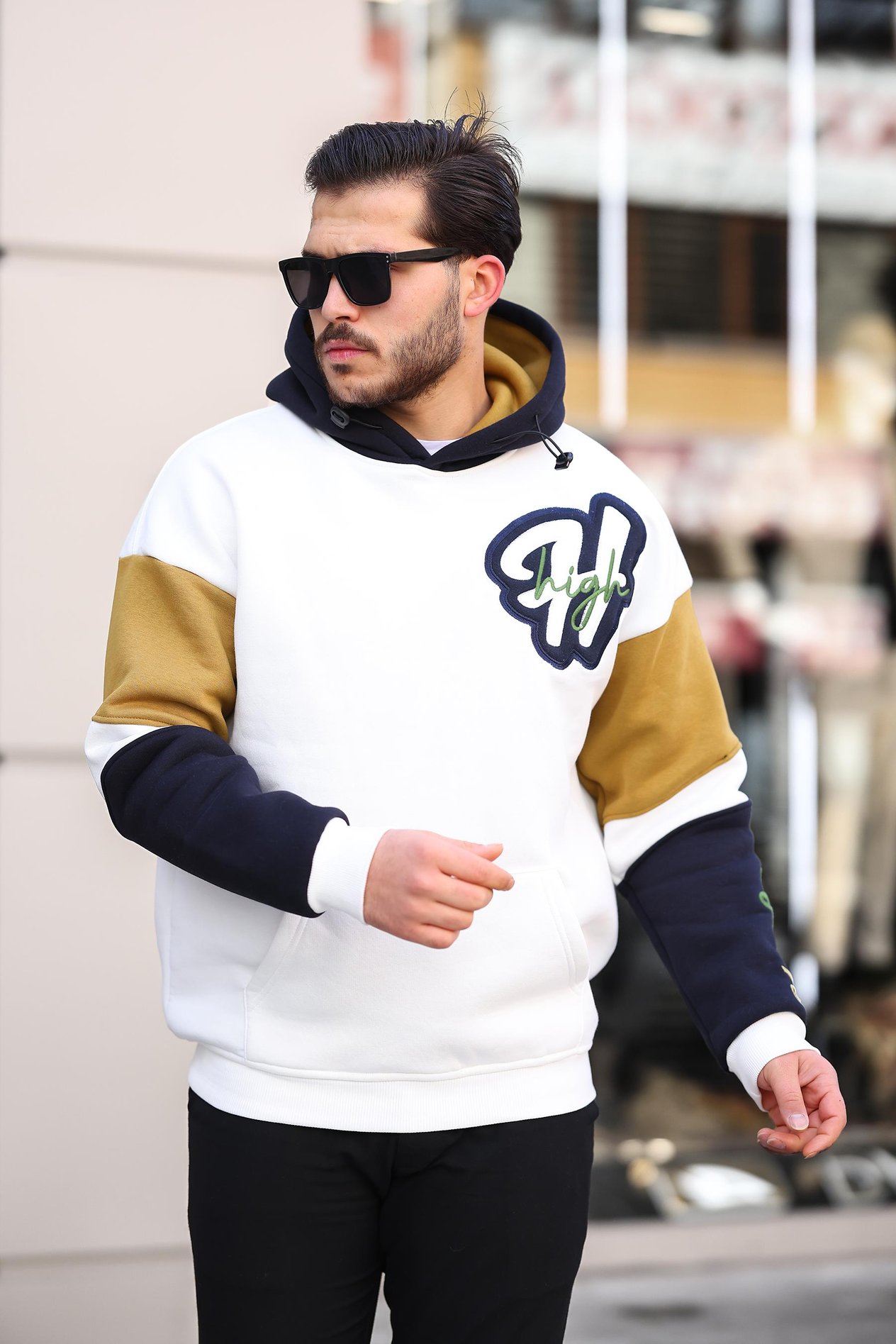 Miron High Nakışlı Oversize Sweatshirt - Beyaz- 2315