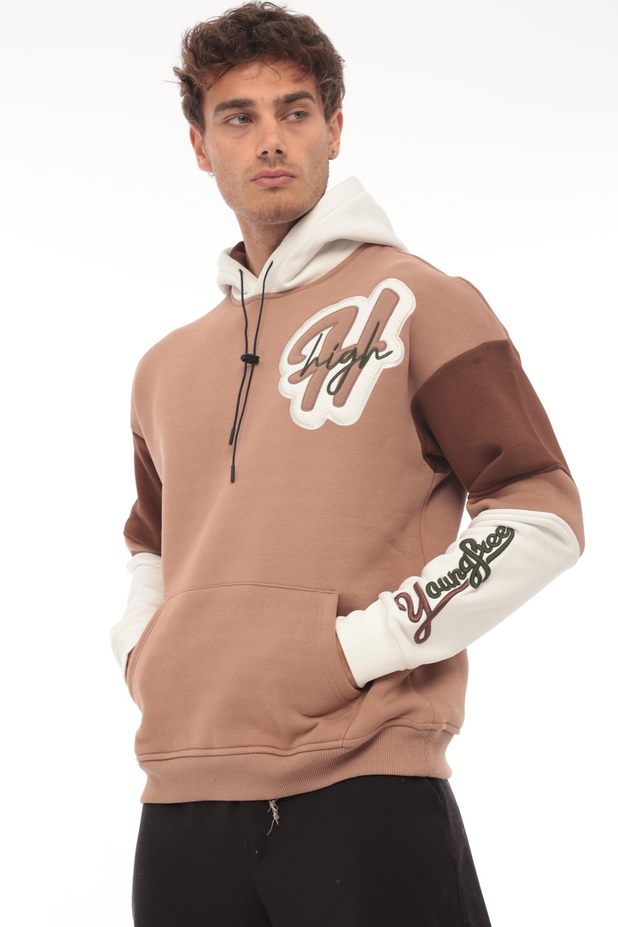 Miron High Nakışlı Oversize Sweatshirt - Kamel- 2315