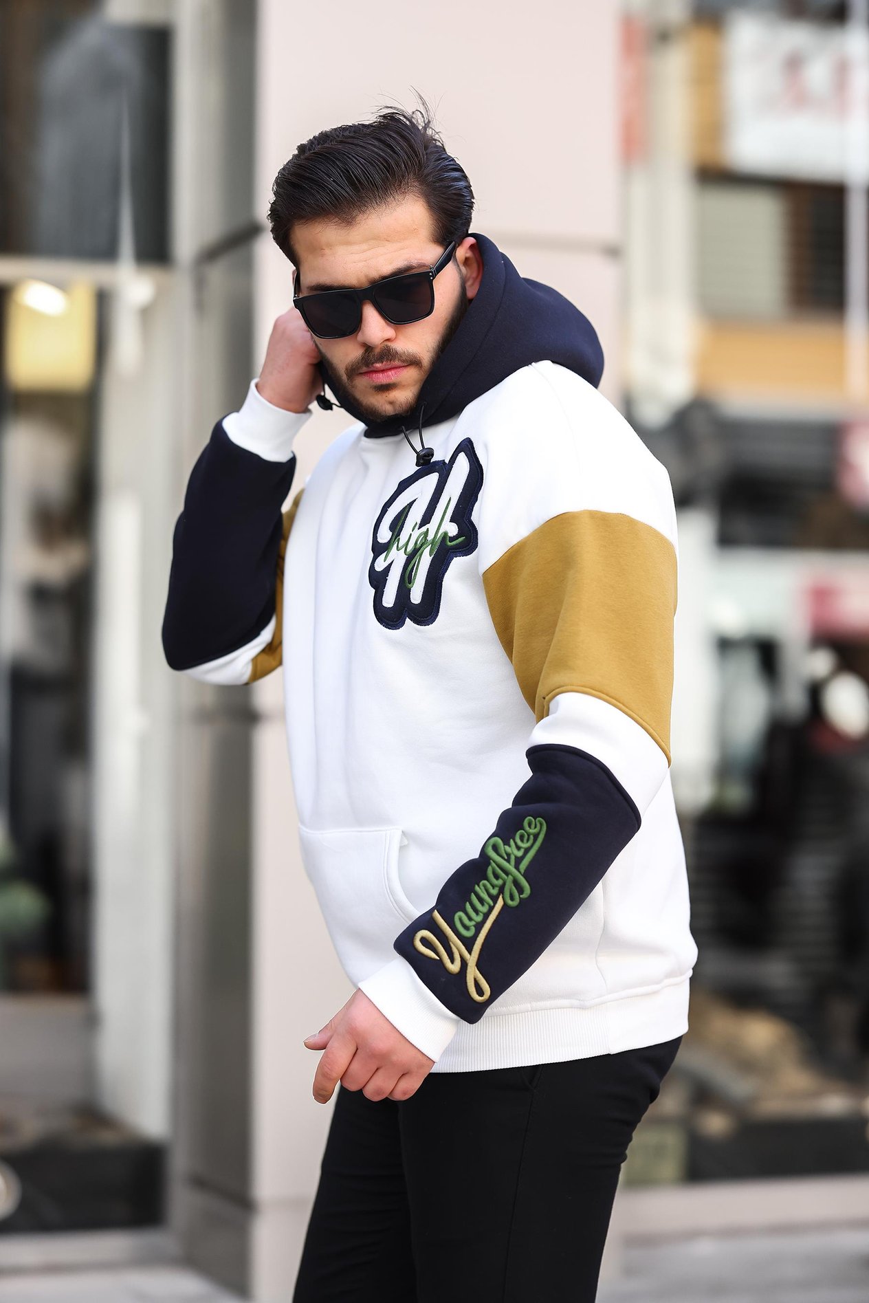 Miron High Nakışlı Oversize Sweatshirt - Beyaz- 2315