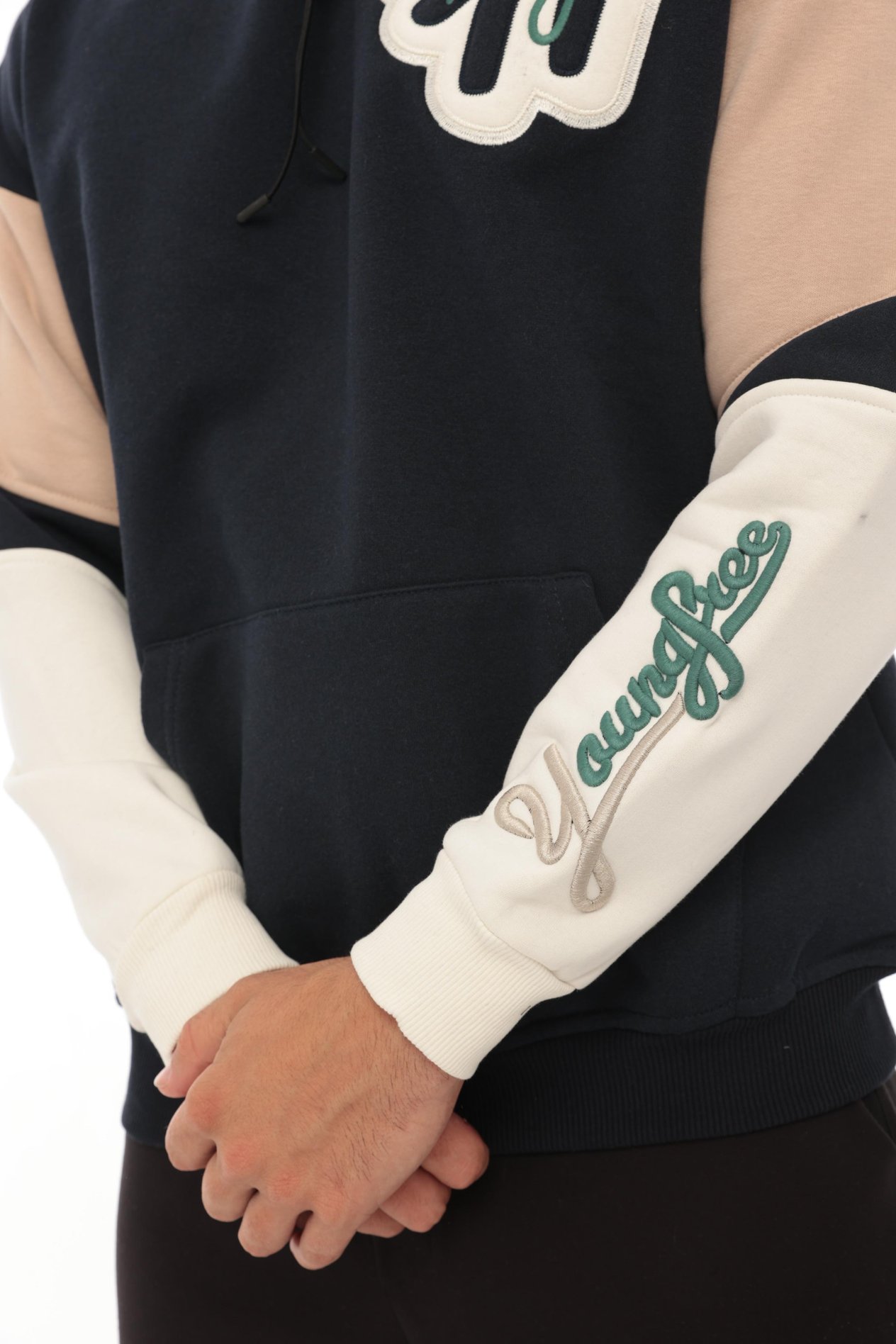 Miron High Nakışlı Oversize Sweatshirt - Lacivert Bej- 2315