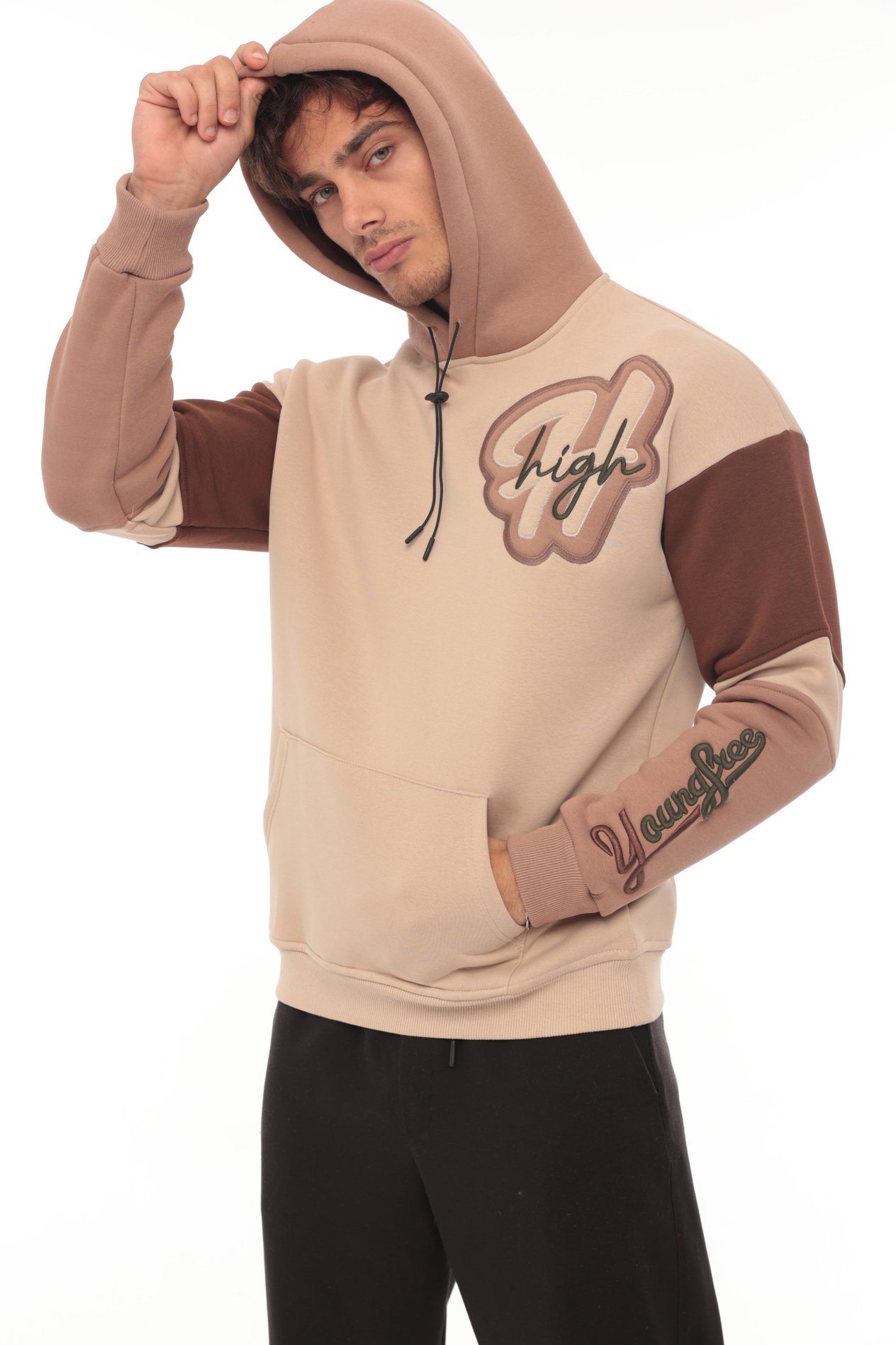 Miron High Nakışlı Oversize Sweatshirt - Bej-2315