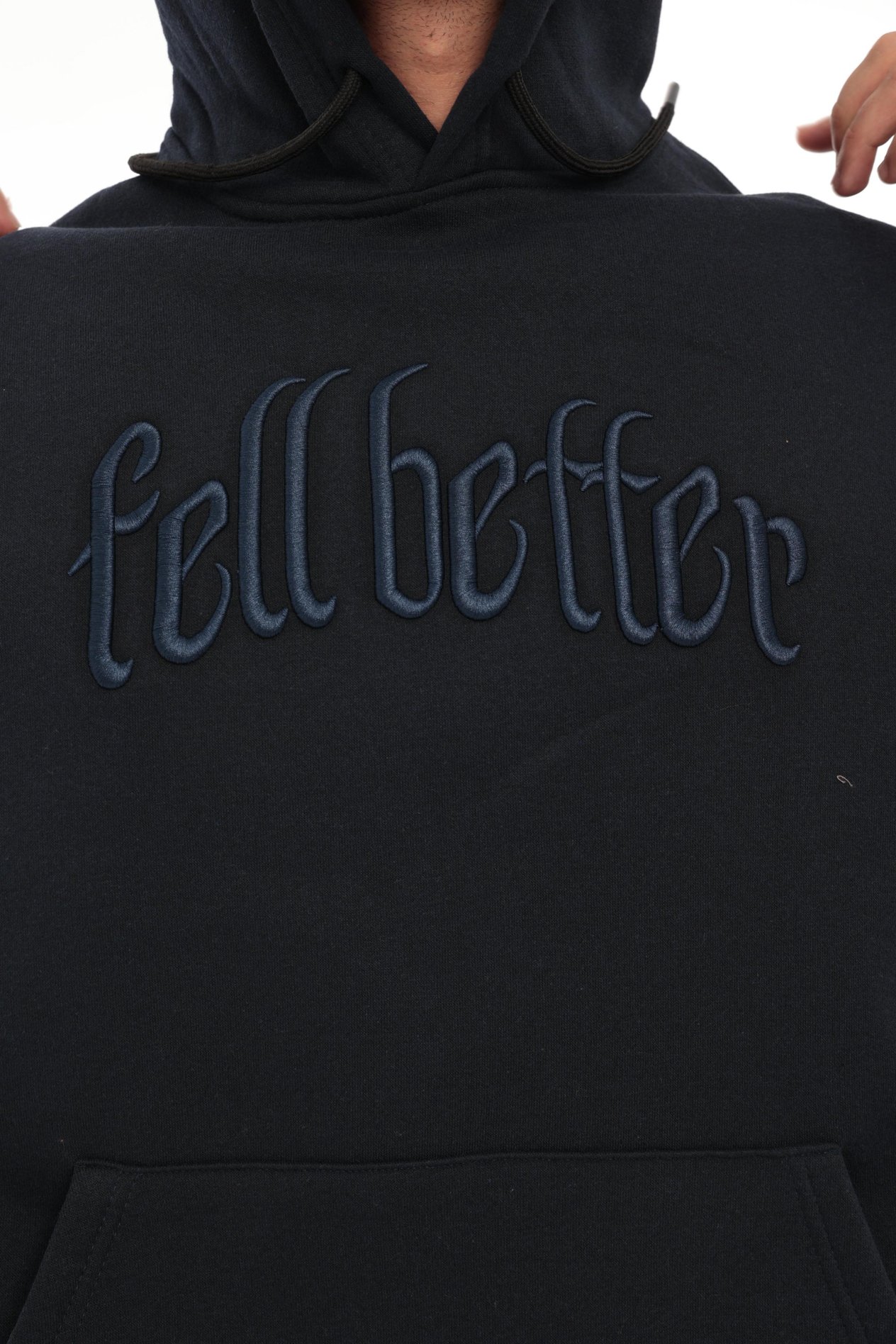 Miron Lacivert Fell Better Nakışlı Kapşonlu Üç İplik Oversize Sweatshirt- 2318