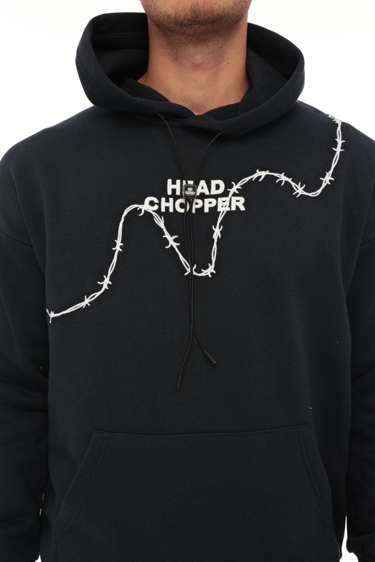 Miron Lacivert Üç İplik Head Chopper Nakışlı Oversize Kapşonlu Sweatshirt- 2319