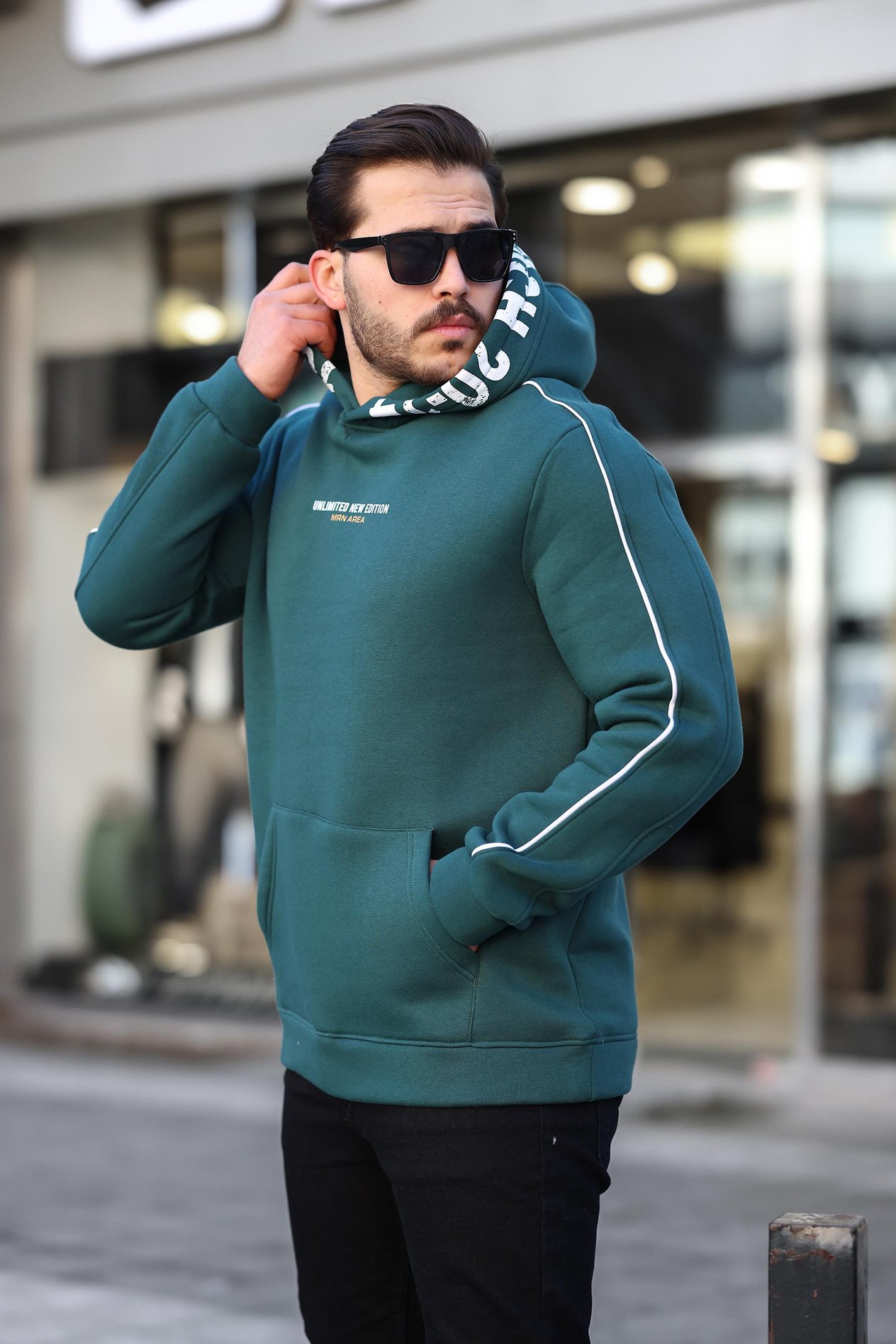 Miron Nefti Kapüşon Baskılı Üç İplik Oversize Sweatshirt- 2440