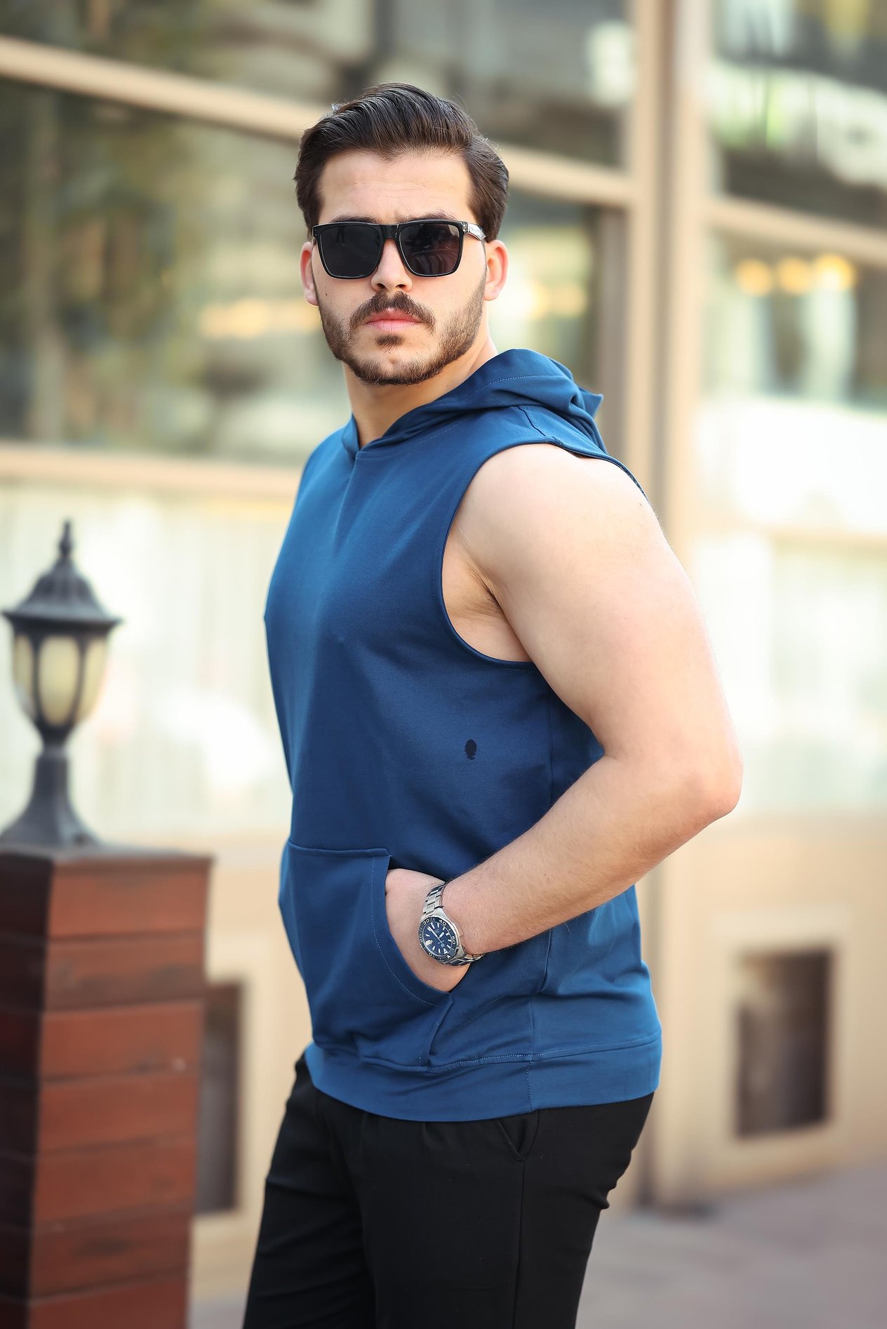 Miron Saks Basic Kapüşonlu Sporcu Atlet Kolsuz Tişört- 2504