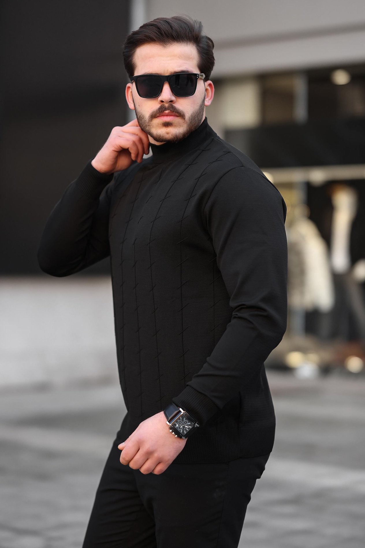 Miron Siyah Balıkçı Yaka Triko Kazak- 2443