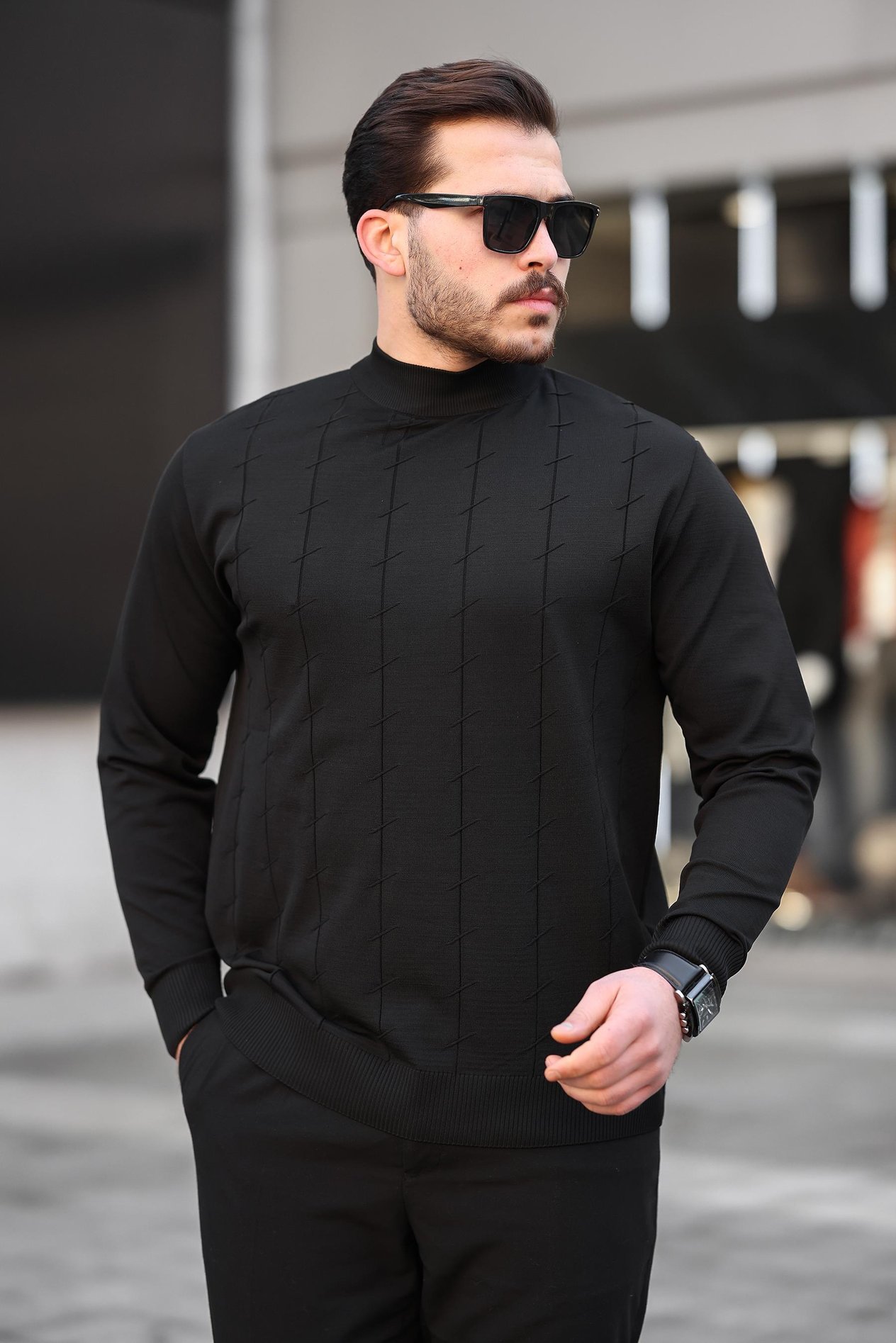Miron Siyah Balıkçı Yaka Triko Kazak- 2443