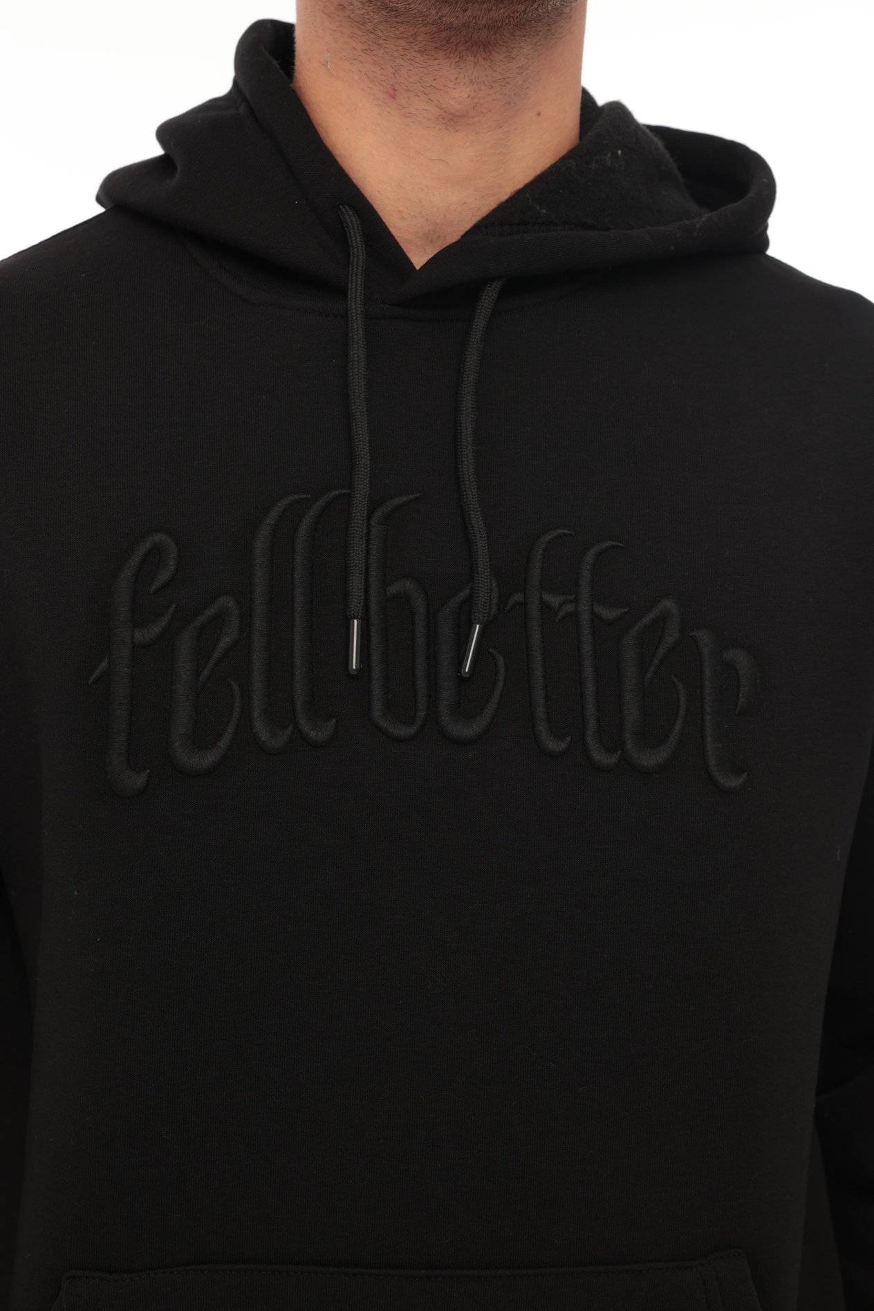 Miron Siyah Fell Better Nakışlı Kapşonlu Üç İplik Oversize Sweatshirt- 2318