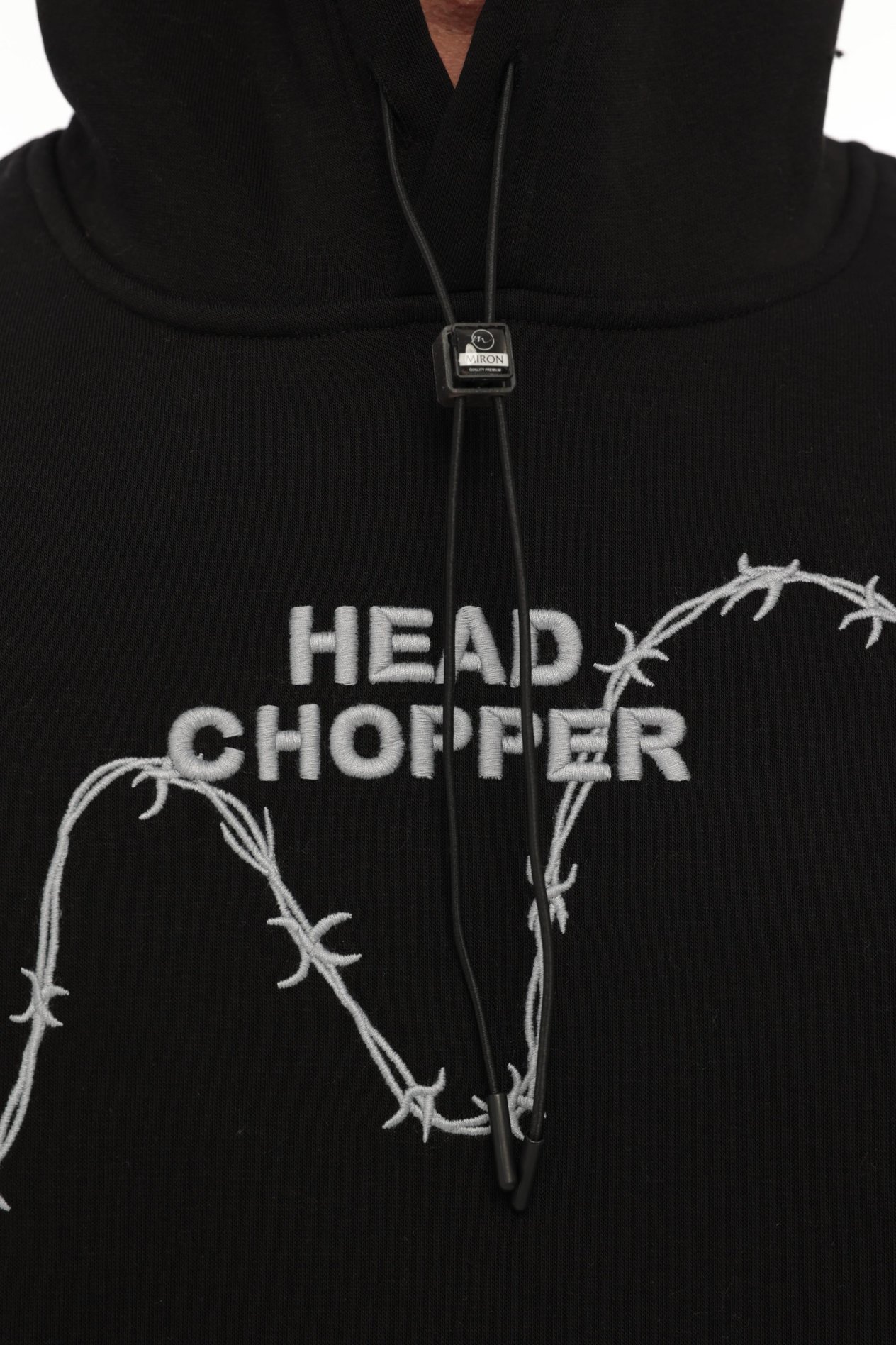Miron Siyah Üç İplik Head Chopper Nakışlı Oversize Kapşonlu Sweatshirt- 2319