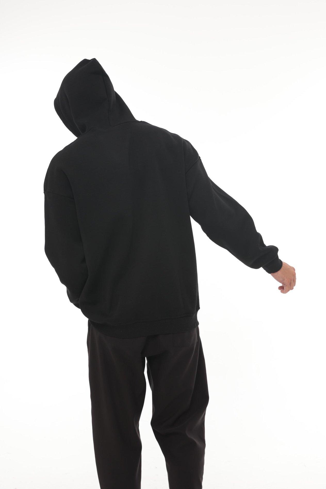 Miron Siyah Üç İplik Head Chopper Nakışlı Oversize Kapşonlu Sweatshirt- 2319