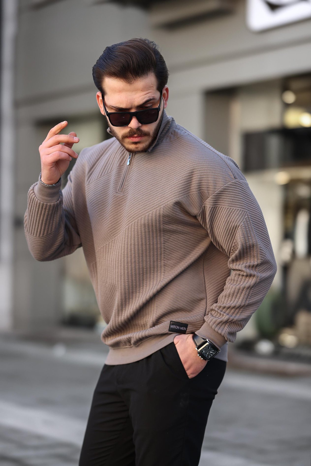Miron Vizon Jakarlı Kapitone Fermuarlı Regular Fit Sweatshirt- 2439