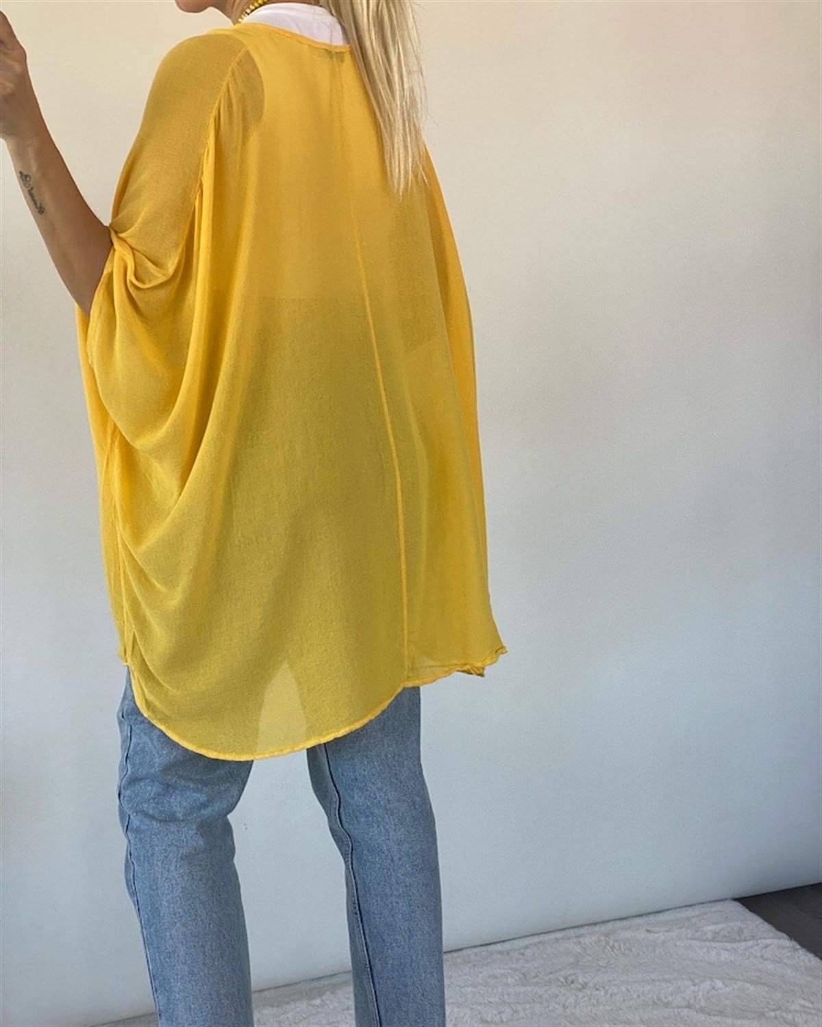 SARI SONSUZLUK BLUZ PAMUK VUAL KUMAŞ GENİŞ KALIP GÖĞÜS BASEN 190 CM