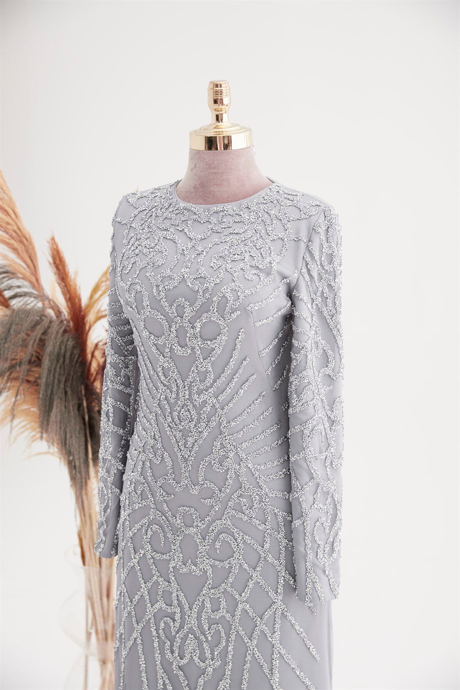 Ahu Hijab Evening Dresses Gray
