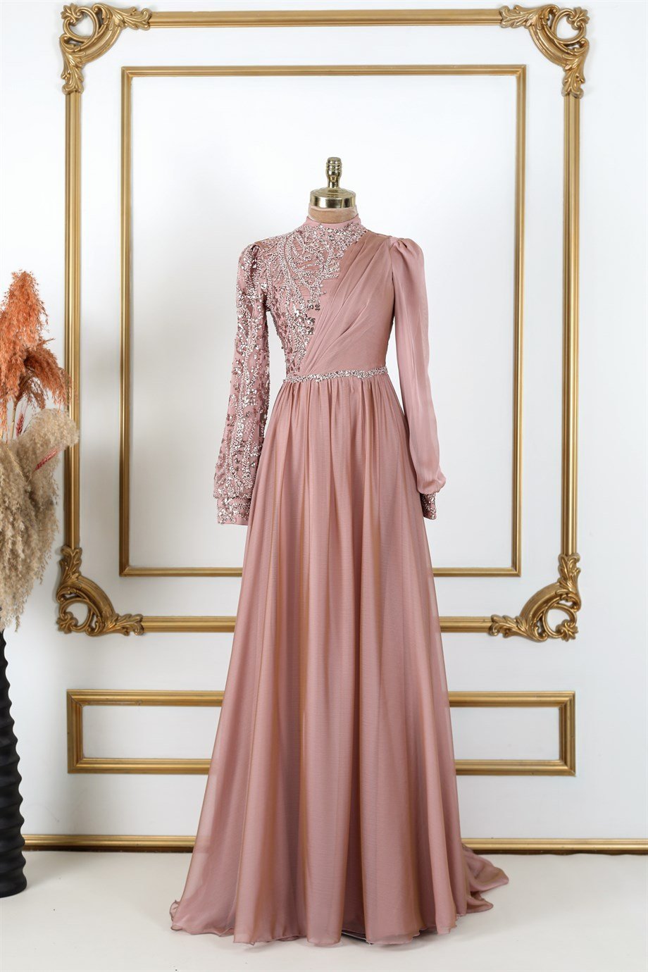 Irmak Hijab Evening Dresses Powder 