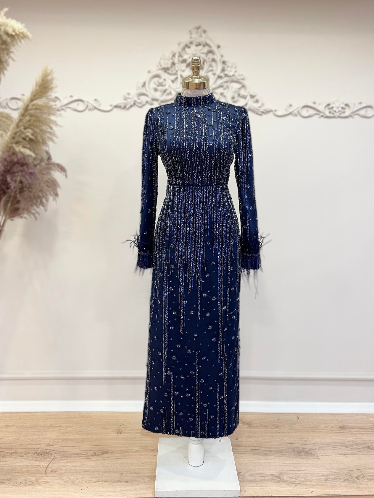 Veronica Evening Dress Navy Blue