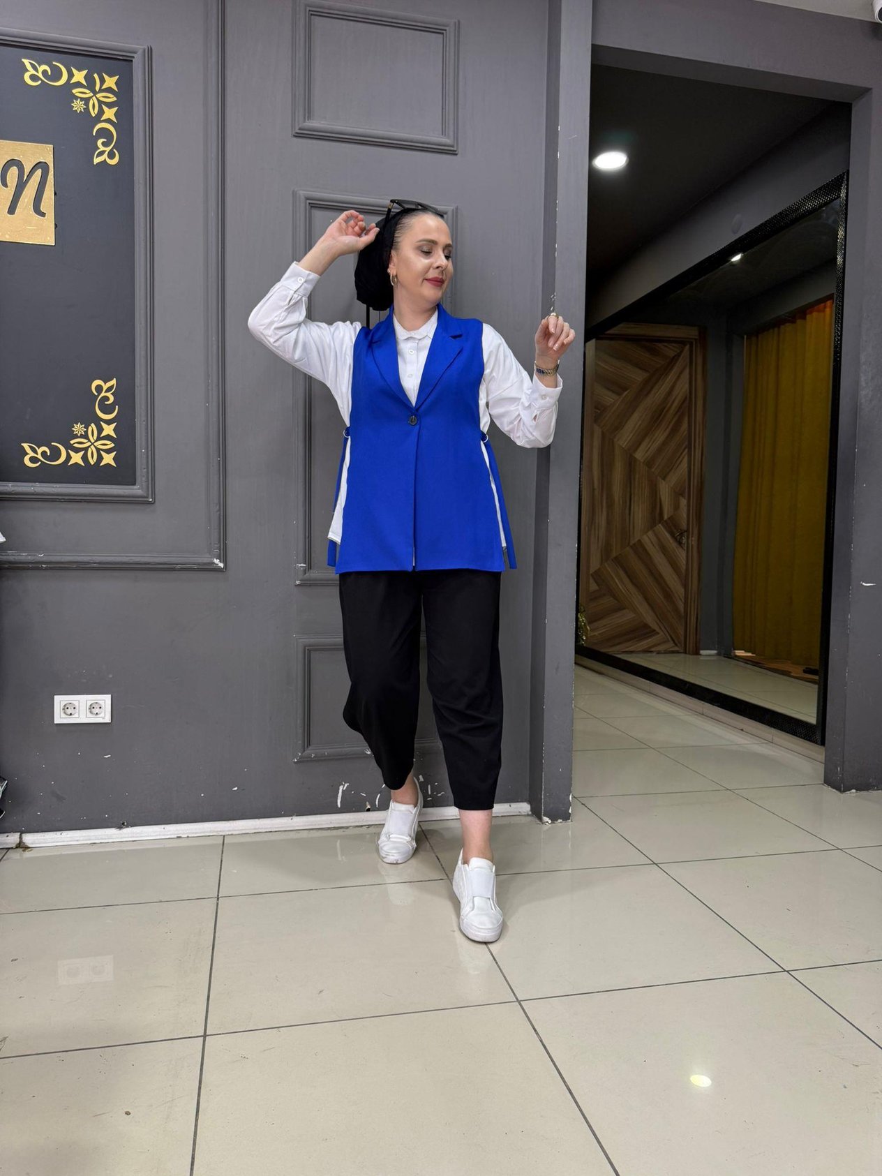 Bağlamalı Yelek Saks