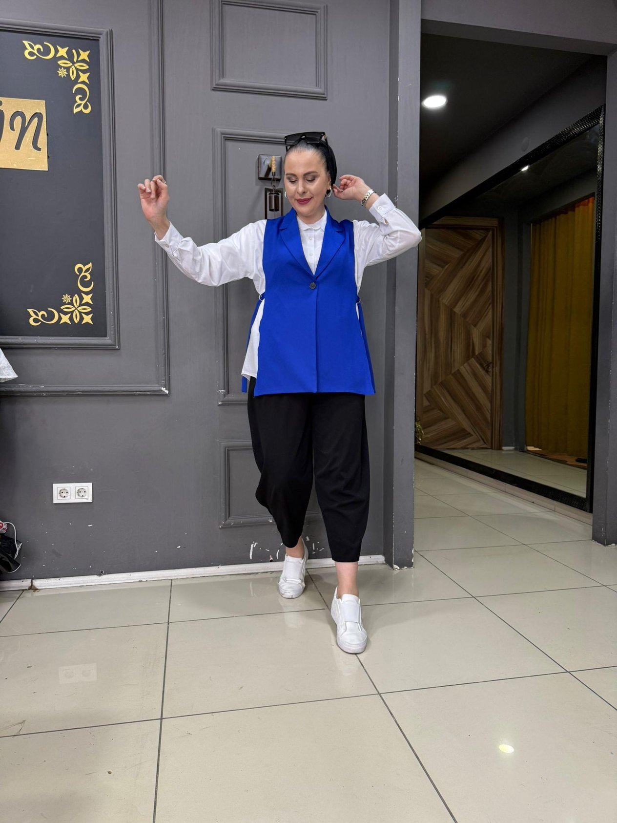 Bağlamalı Yelek Saks