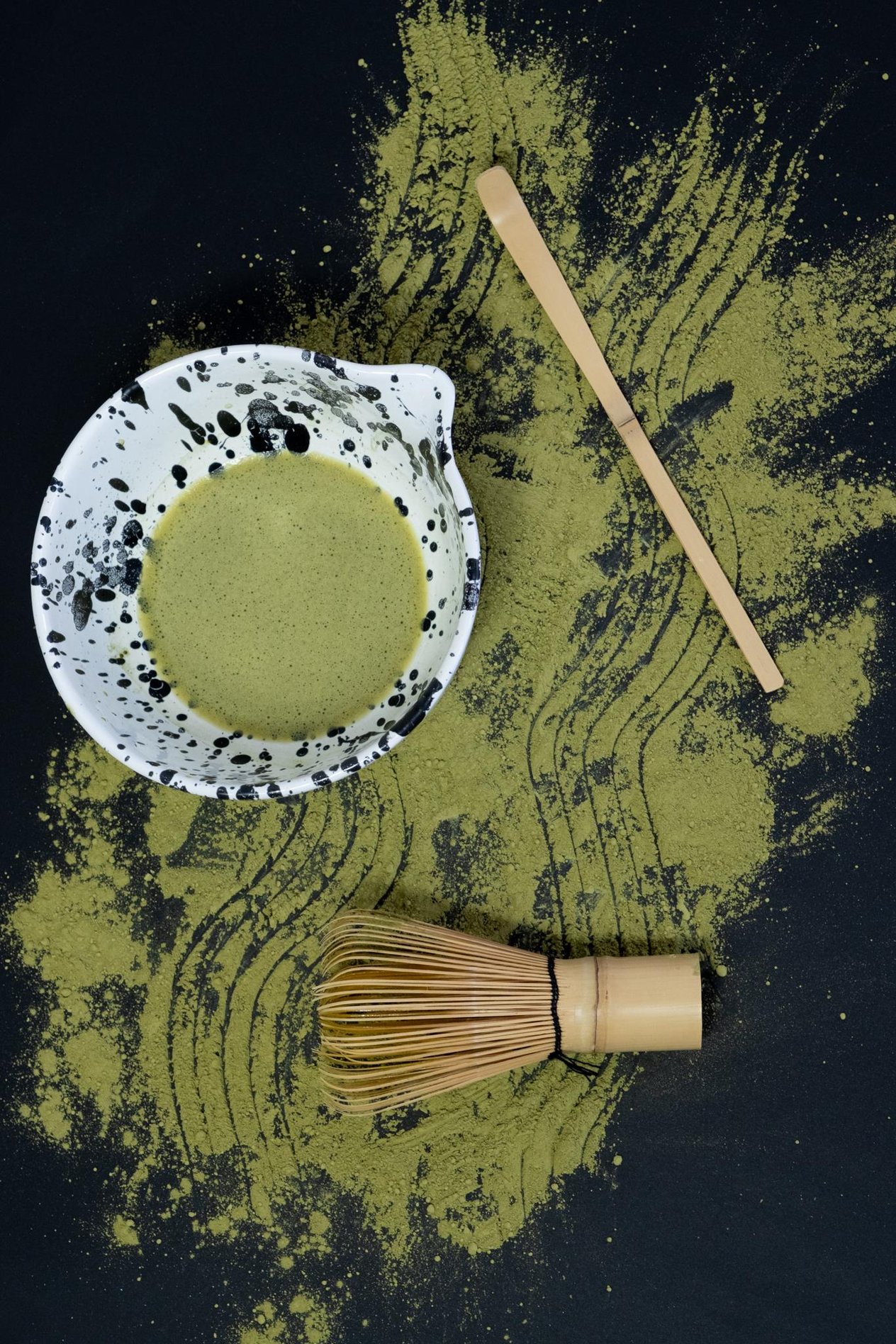 Seramik Mat Siyah Benekli Matcha Kase 350 mL