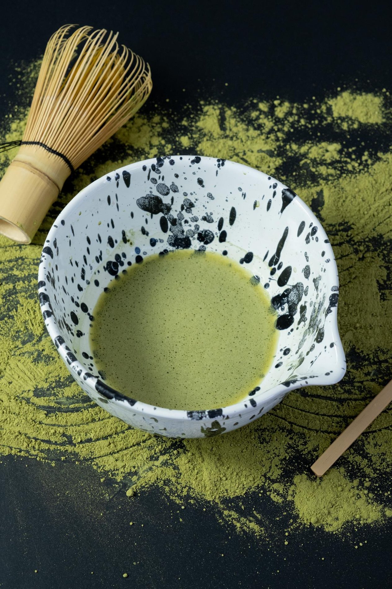 Seramik Mat Siyah Benekli Matcha Kase 350 mL