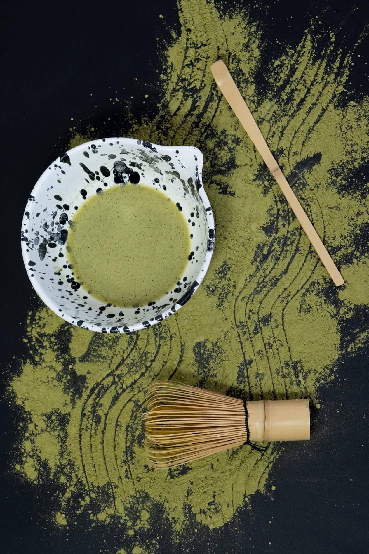 Seramik Mat Siyah Benekli Matcha Kase 350 mL