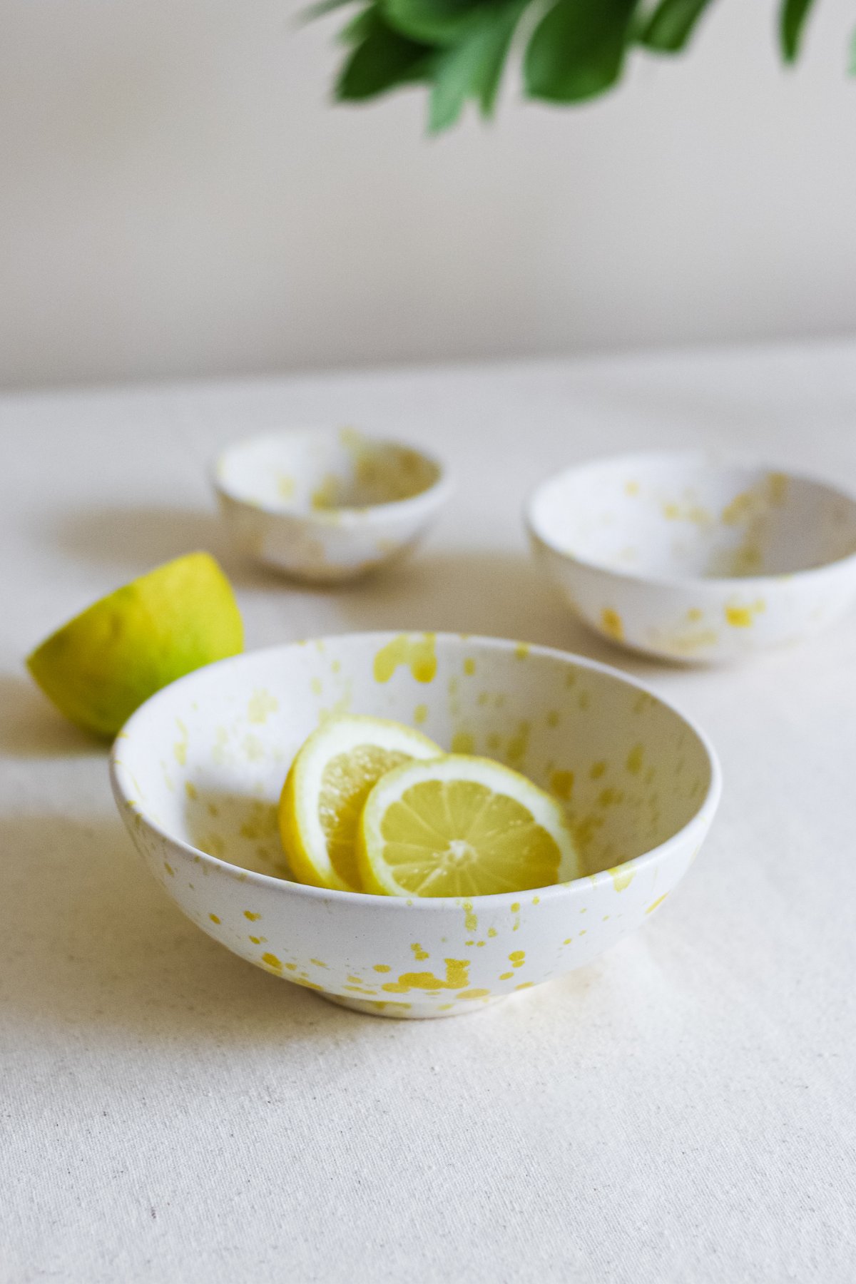 Seramik Sarı Benekli Salata Bowl Kahvaltılık Çorba  Sunum Kase 3'lü Set