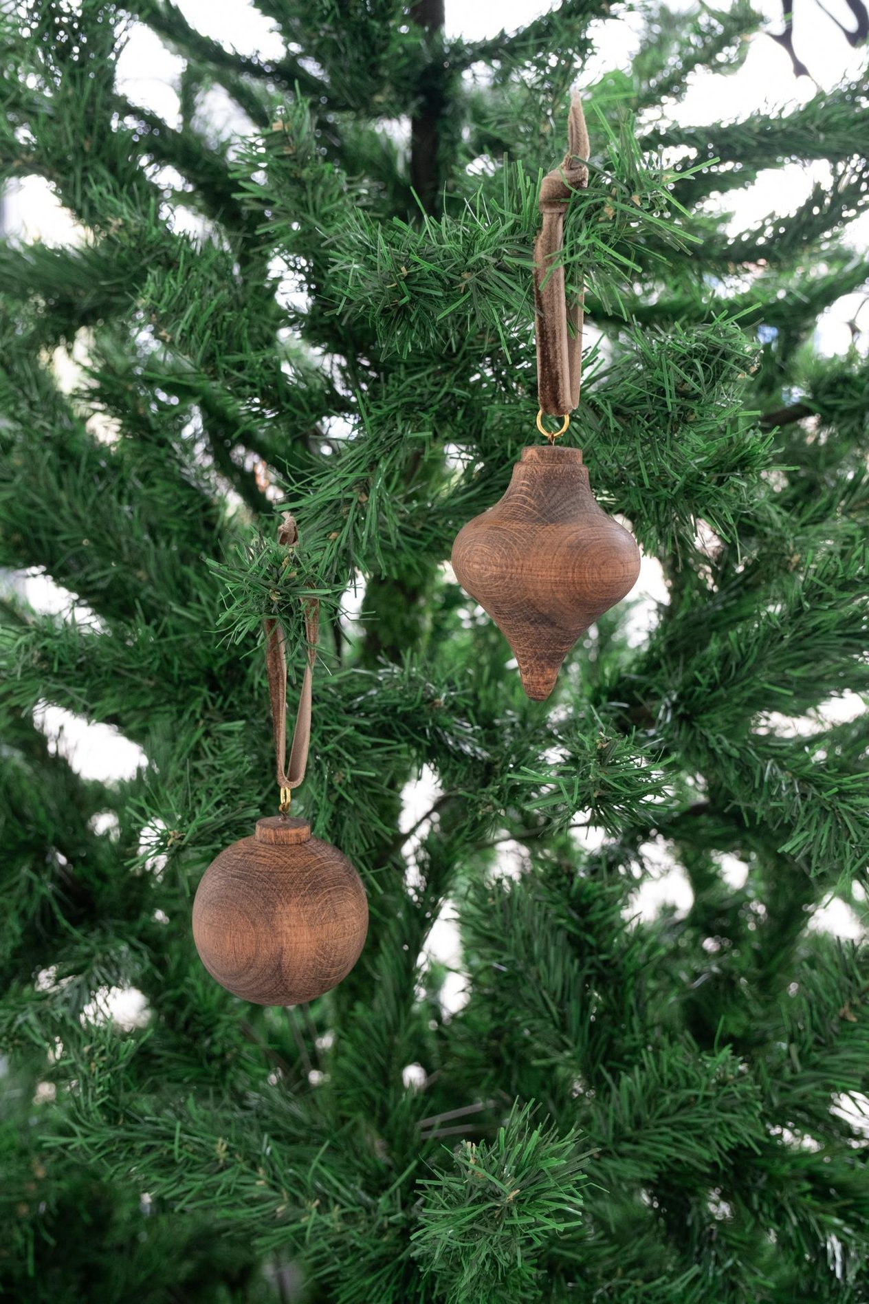 Yılbaşı Ahşap 2 li Set Top Topaç Noel Ağaç Süsü