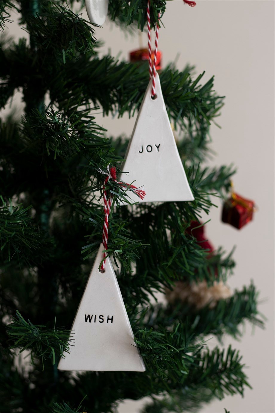Yılbaşı El Yapımı Seramik 2 li Çam Ağacı Süsü Noel Joy Wish