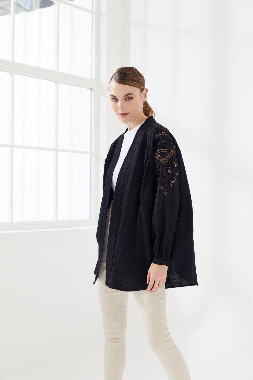 Nakışlı Kimono Siyah