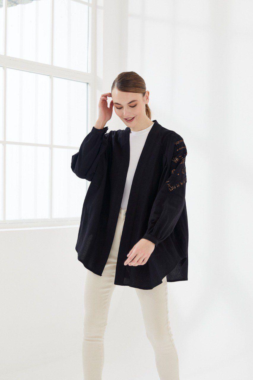 Nakışlı Kimono Siyah