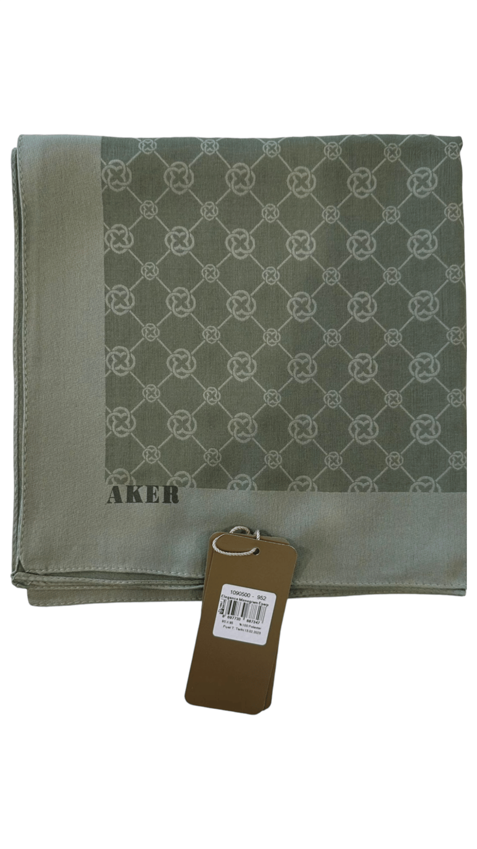 ELEGANCE MONOGRAM EŞARP - YEŞİL