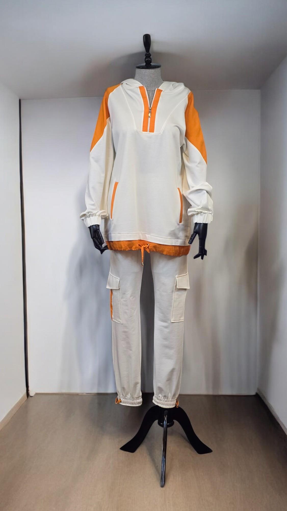İKİ İPLİK SPOR KAPŞONLU 2 Lİ TAKIM EKRU/ORANJ