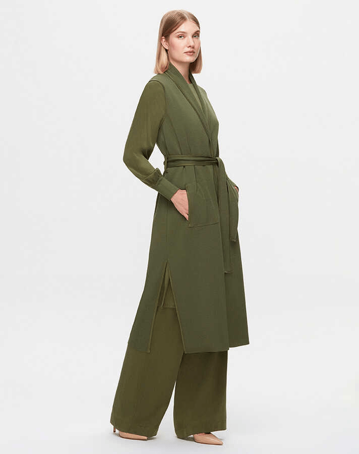 Miss Dalida Biye Detaylı Triko Yelek - Farad/Green