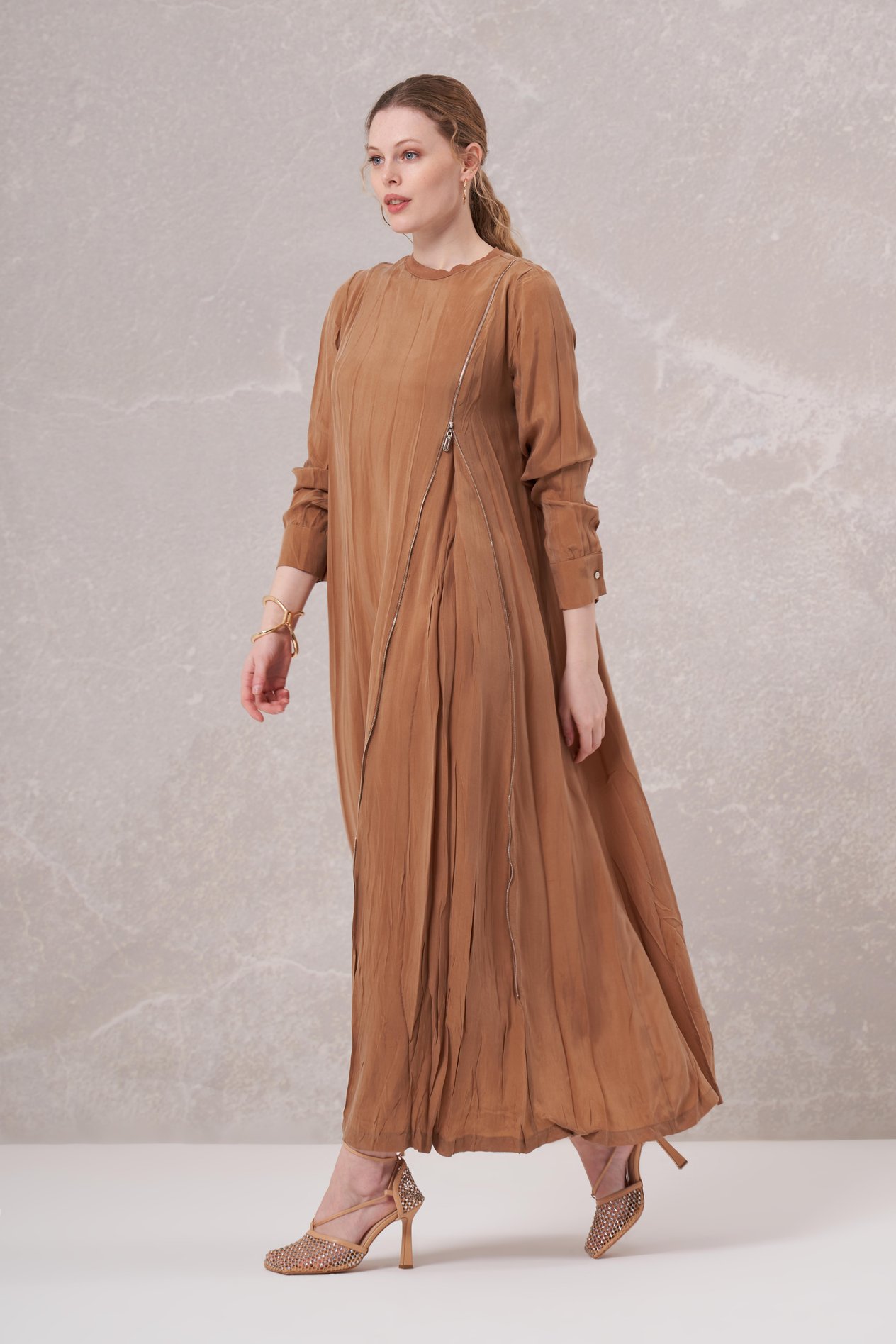 MissWhence 35800 İpek Elbise - Camel