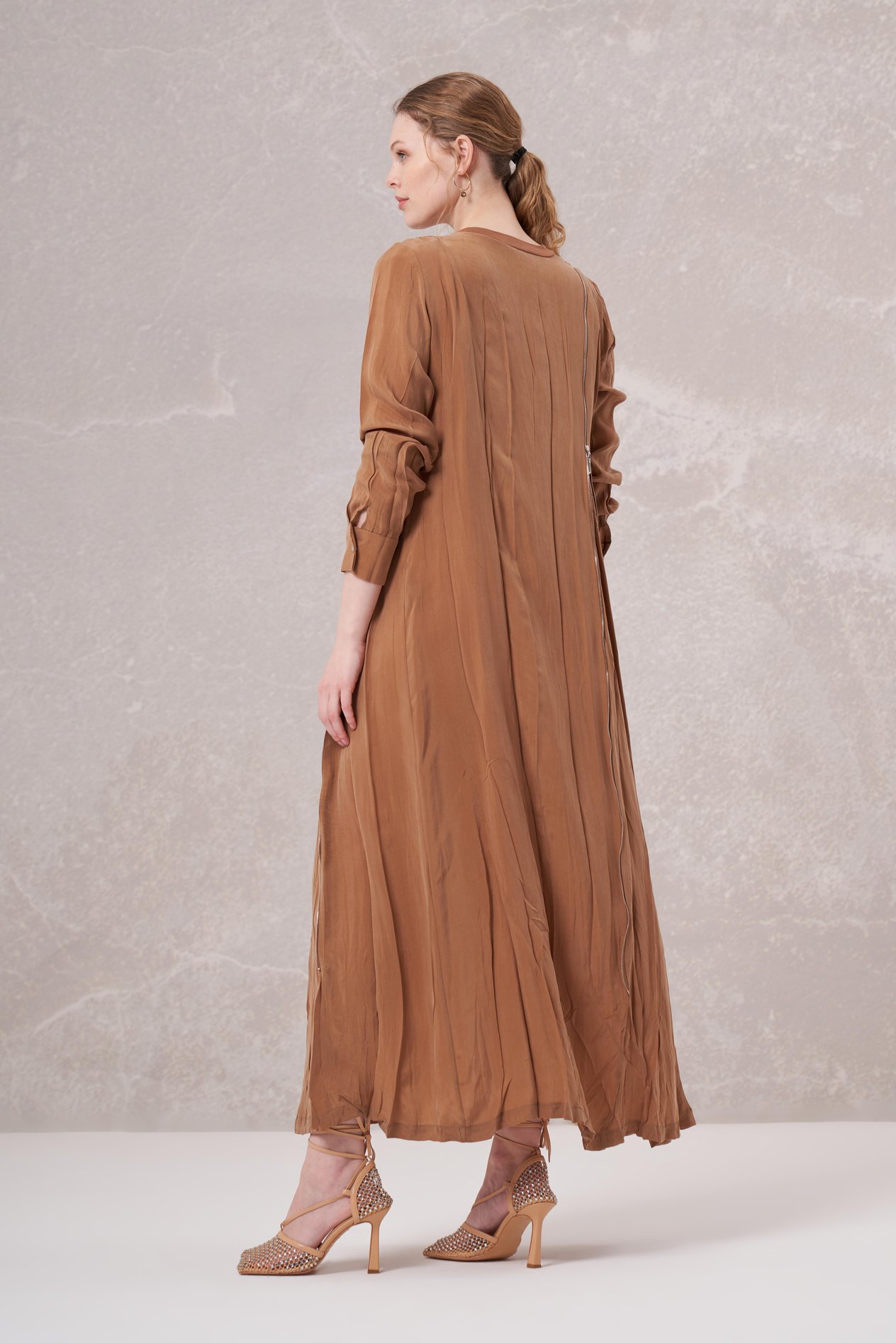 MissWhence 35800 İpek Elbise - Camel