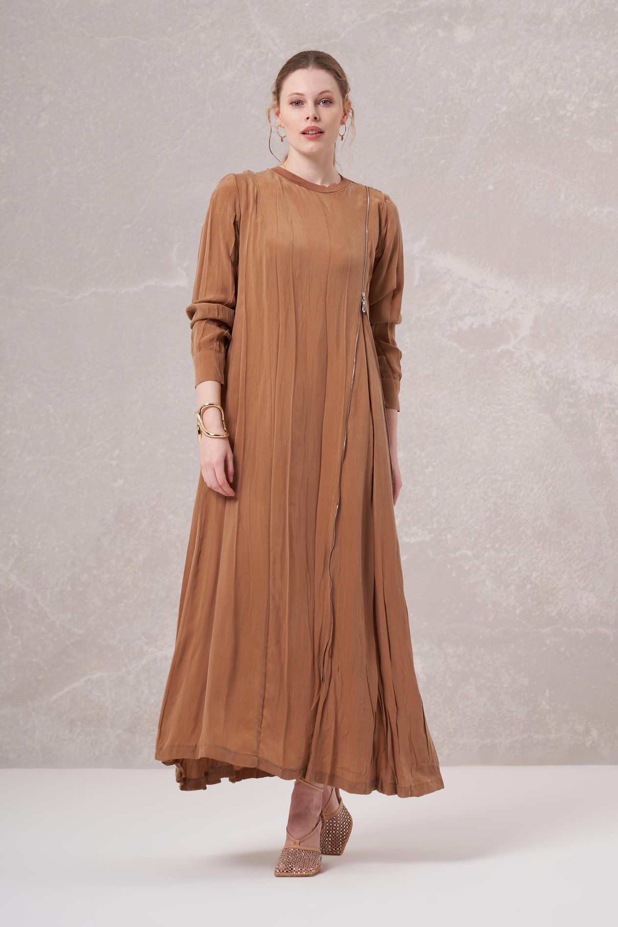 MissWhence 35800 İpek Elbise - Camel