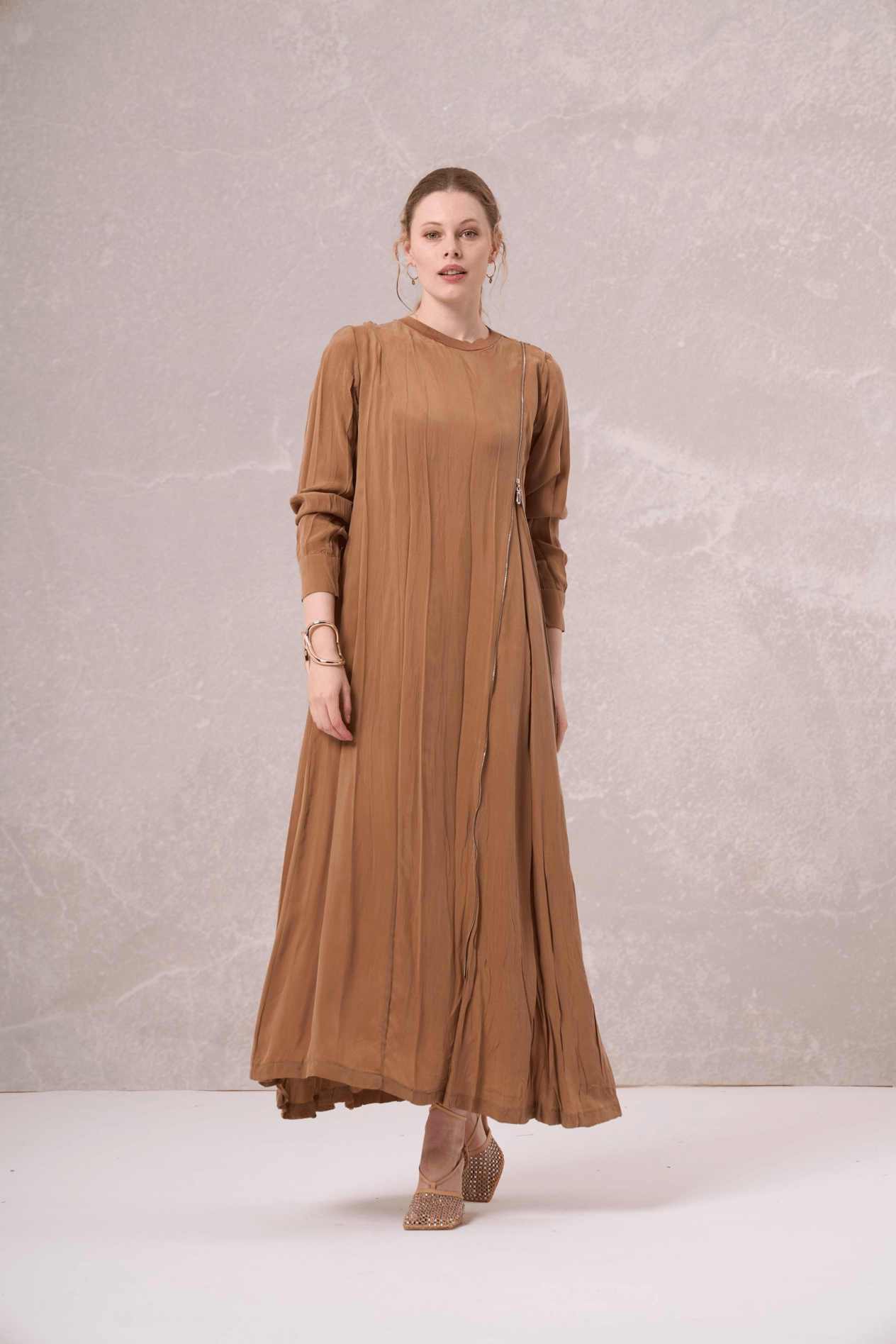MissWhence 35800 İpek Elbise - Camel