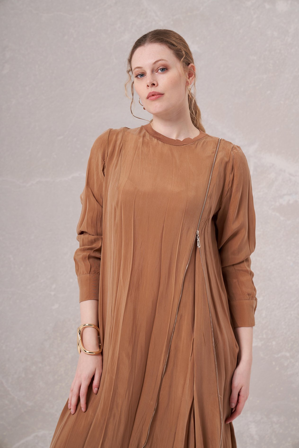 MissWhence 35800 İpek Elbise - Camel