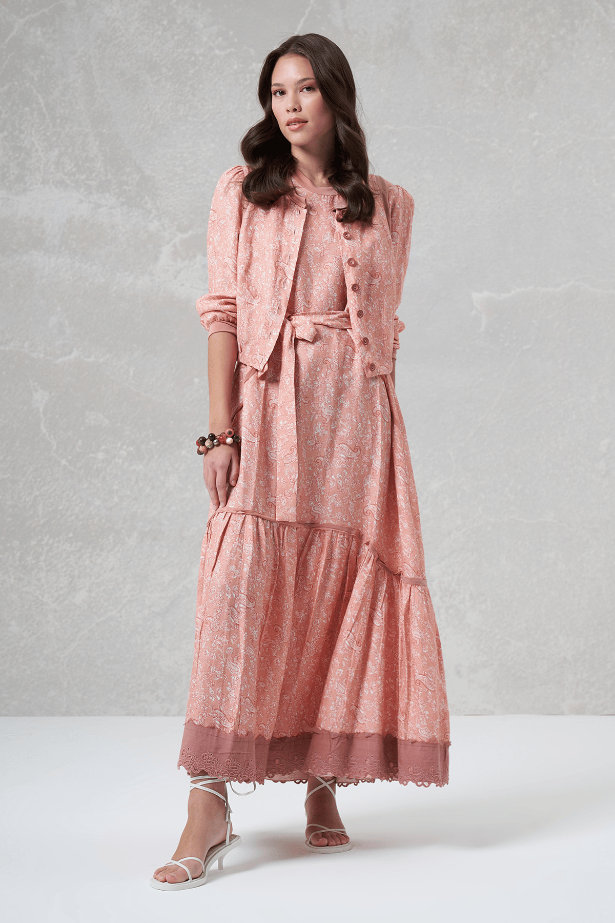 MissWhence 35803 Yelekli Elbise - Pudra